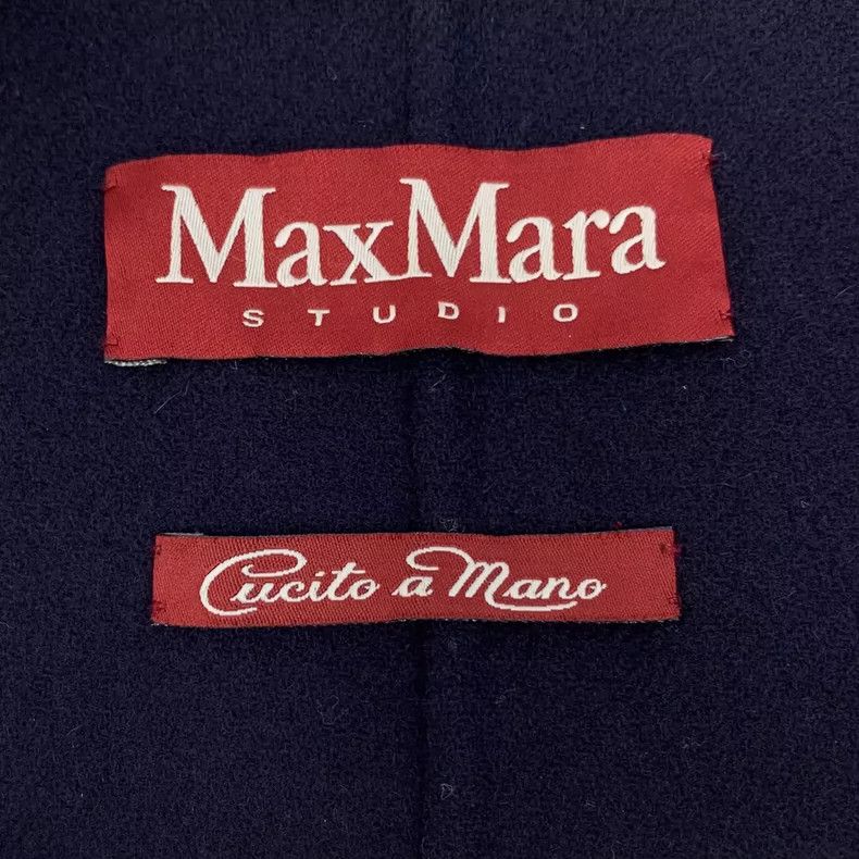 Max Mara Max Mara Dark blue wool hooded long-sleeved belted bathrob Size L / US 10 / IT 46 - 5 Thumbnail