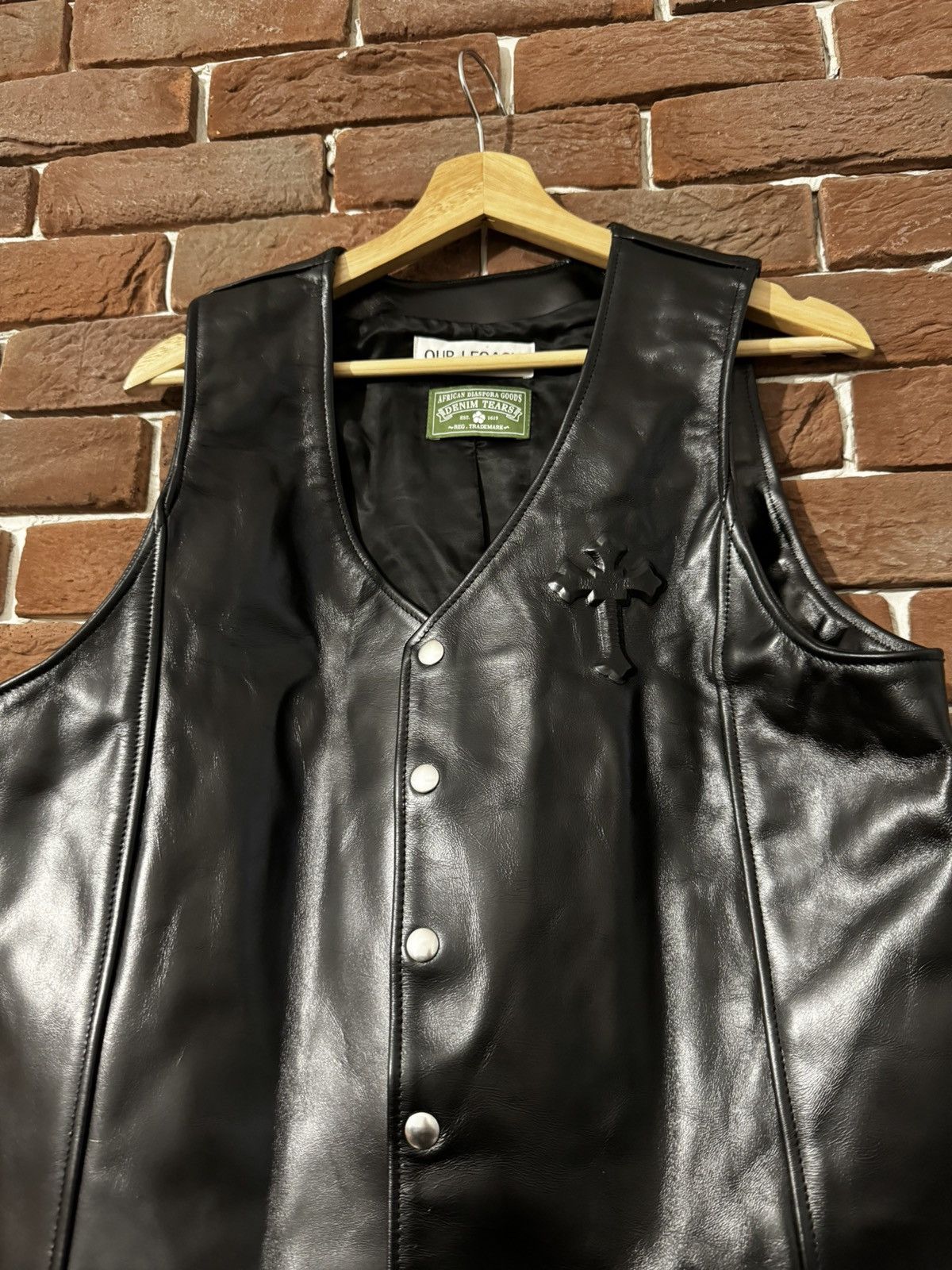 DENIM TEARS Our Legacy x Denim Tears 2Pac Cross Cow Leather Vest Grail S Size US S / EU 44-46 / 1 - 6 Thumbnail