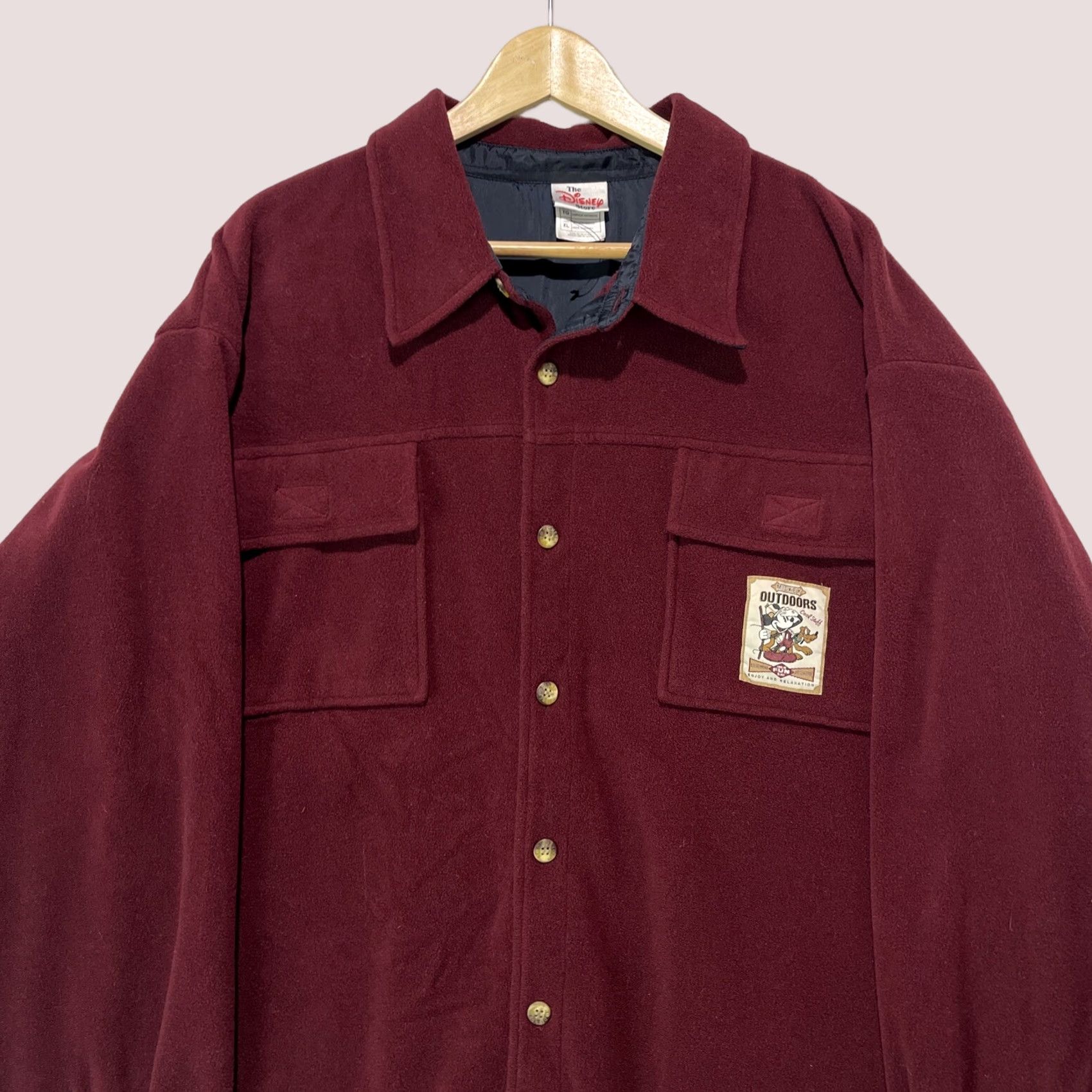 Disney Disney Jacket Mens XL Burgundy Button Up Fleece Shirt Shacket Mickey Outdoors Size US XL / EU 56 / 4 - 1 Thumbnail