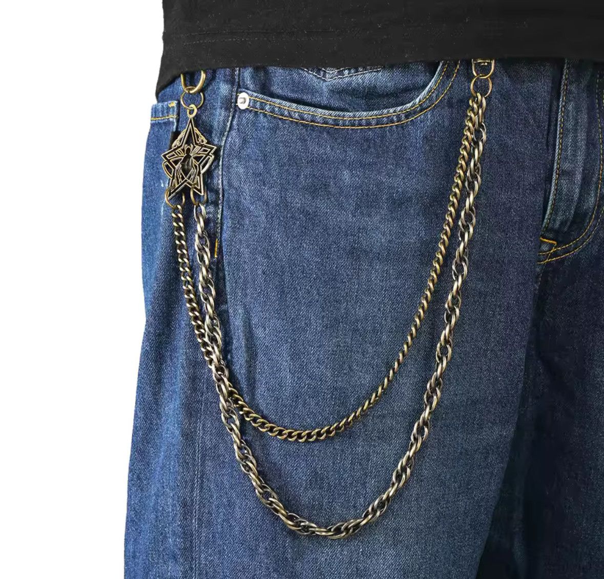 Other Punk Spider Star Metal Pants Double Chain Wallet Belt Chain Size ONE SIZE - 1 Thumbnail