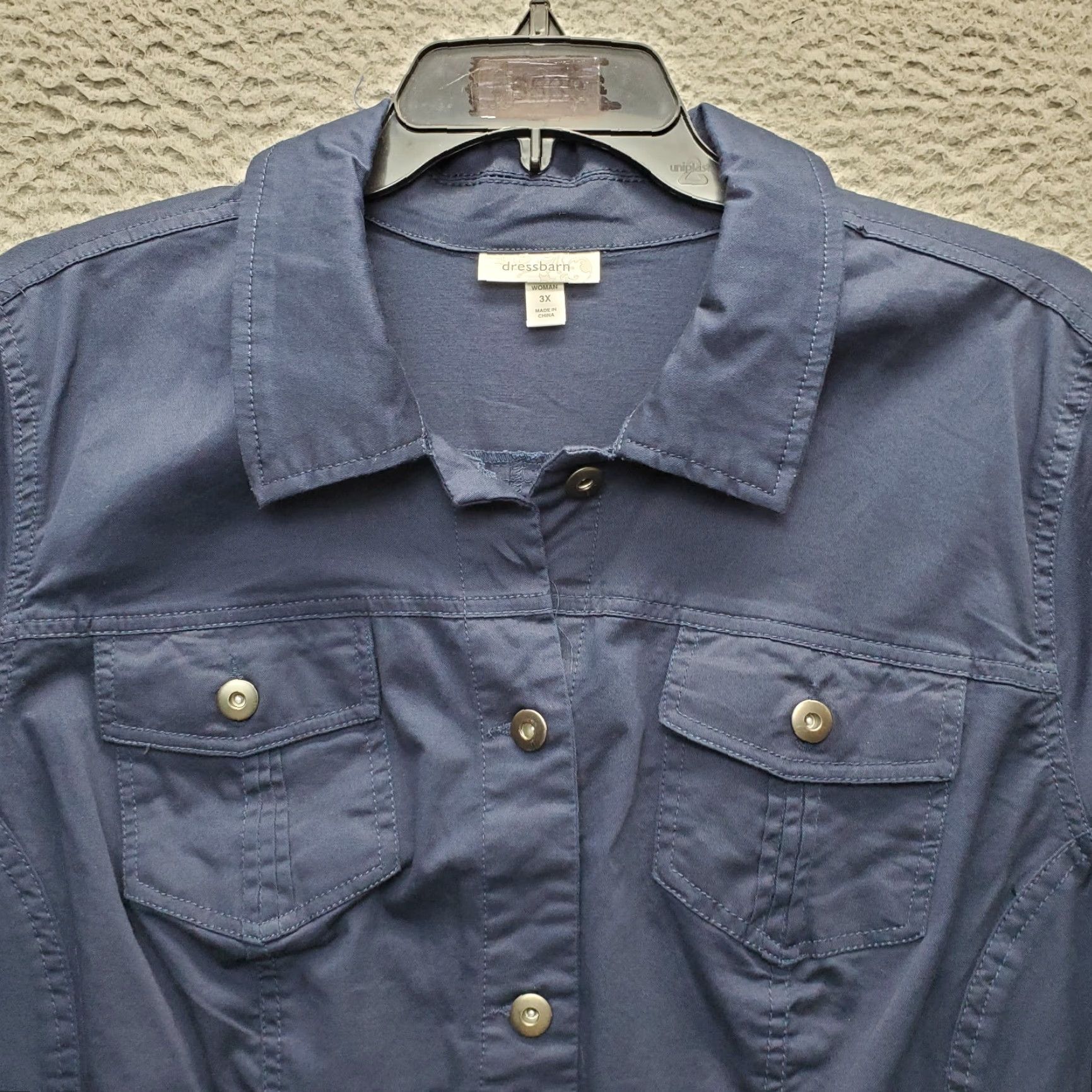 Vintage Dressbarn Shacket Womens 3X Navy Lightweight Button Front Collared Long Sleeve Shirt Jacket Size XXL / US 16-18 / IT 52-54 - 6 Thumbnail