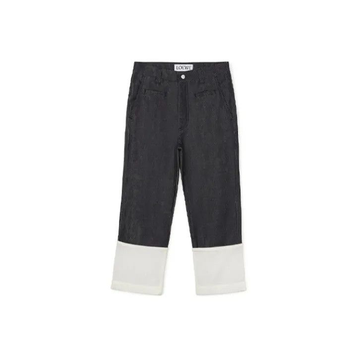 Loewe Loewe Navy Blue Contrast Cuff Denim Pants Size US 34 / EU 50 - 1 Thumbnail