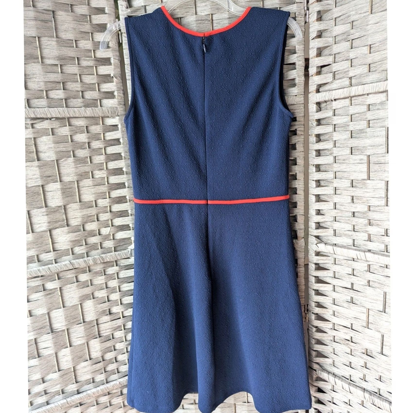 Vintage THML Dress Navy Blue Red Sleeveless Sz M Retro Mod Office Size M / US 6-8 / IT 42-44 - 5 Thumbnail