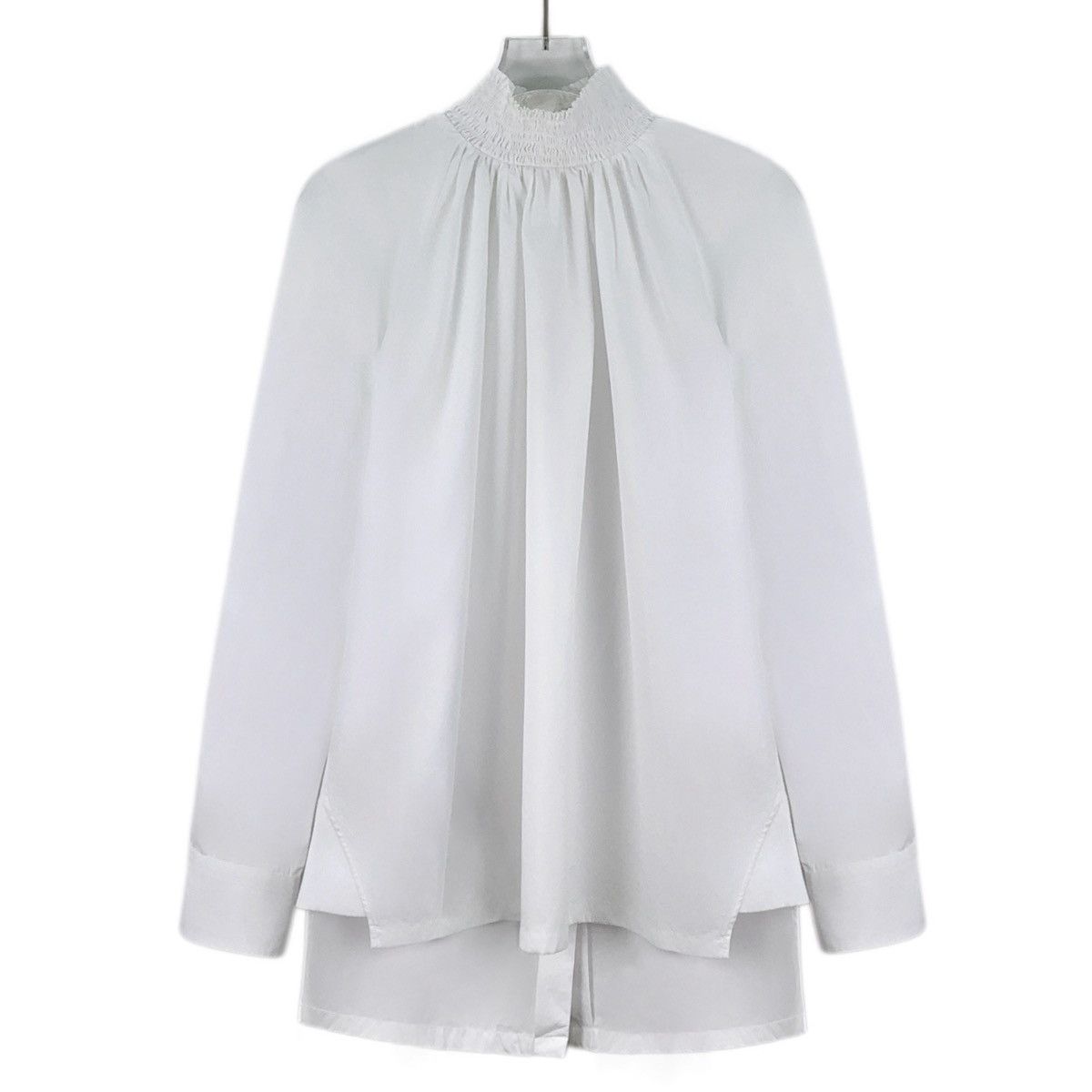 Prada Prada, White Turtleneck Pleated Long Sleeve Shirt K26WX Size M / US 6-8 / IT 42-44 - 1 Thumbnail