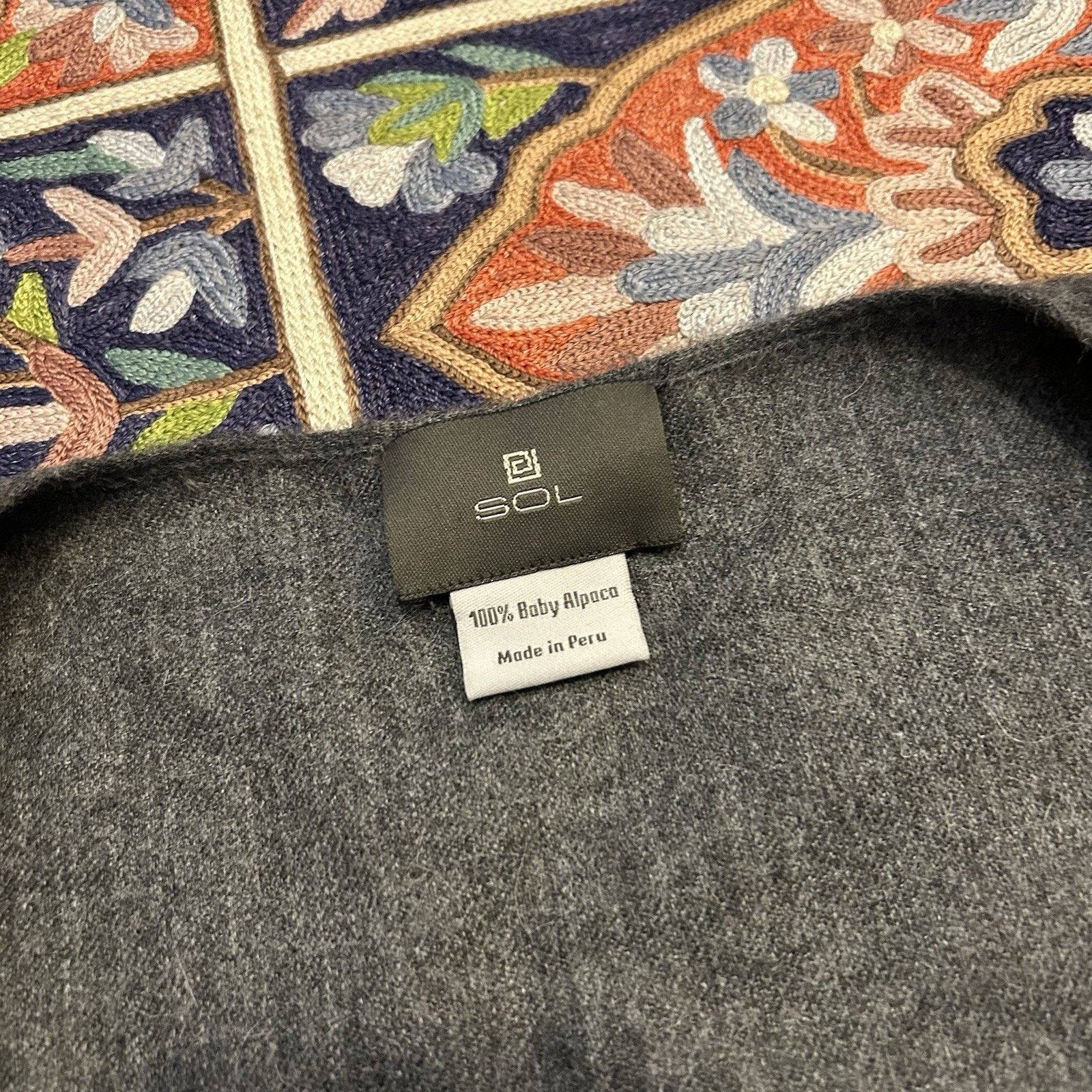 Other Sol 100% Baby Alpaca Poncho Shawl Open Face Cardigan Jacket Size ONE SIZE - 3 Thumbnail