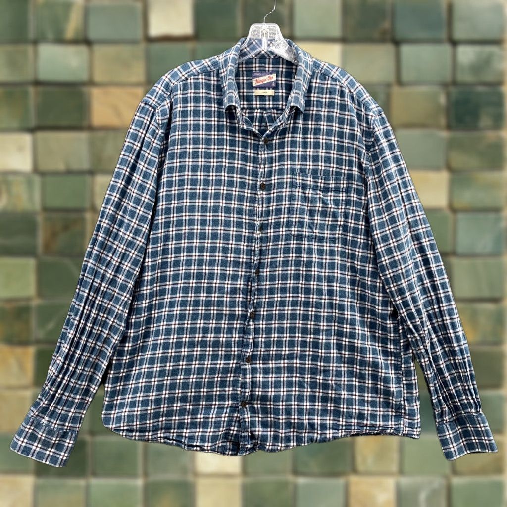 johnnie-O Nike Shirt Large Blue Plaid Flannel Hangin' Out Outdoor Hiking Camping Mens Size US L / EU 52-54 / 3 - 1 Thumbnail
