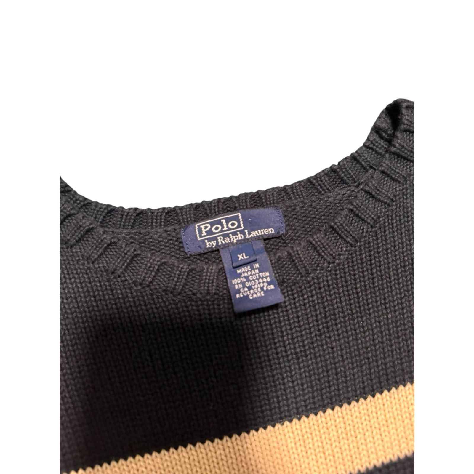Polo Ralph Lauren VINTAGE Polo Ralph Lauren Striped Knit Sweater Blue/White XL Made In Japan Pullover Crew Neck Unisex Adults Long Sleeve Size XL / US 12-14 / IT 48-50 - 6 Thumbnail
