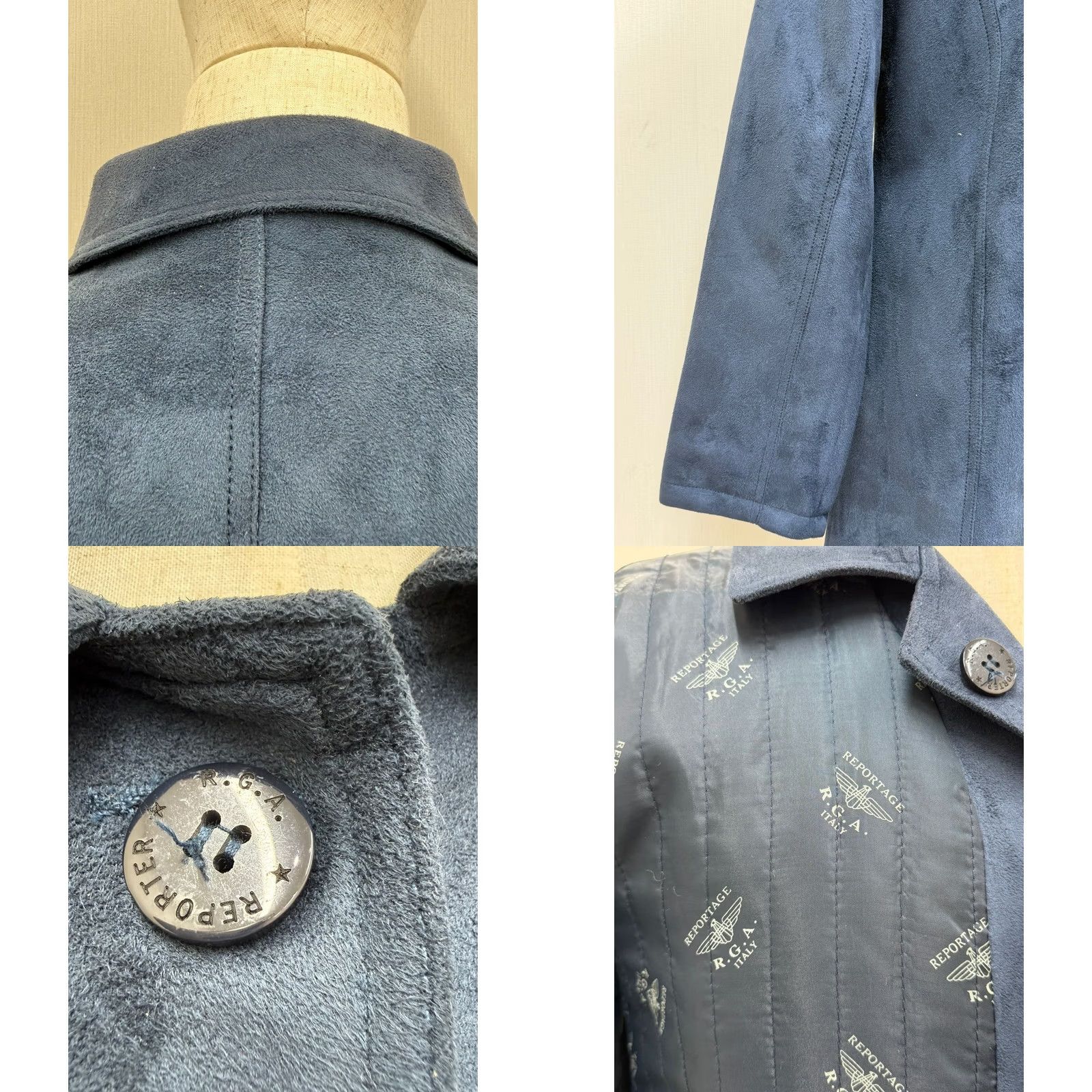 Vintage Women's Blue Leather Overcoat Shirt Jacket? (Size M) Italian Leather Long Coat with Pockets, Premium Soft Shearling Lining, Fall/Winter, Regular Fit Size M / US 6-8 / IT 42-44 - 9 Thumbnail