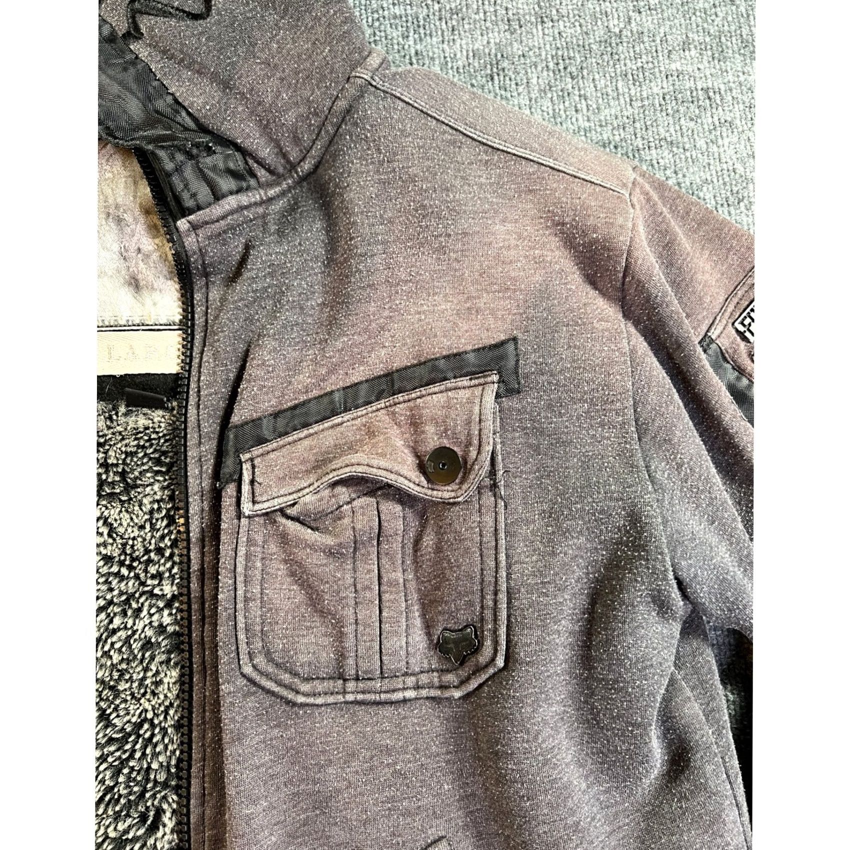 Fox Racing Fox Racing Hoodie Mens L Brown Sherpa Lined Full Zip Faded Utility Size US L / EU 52-54 / 3 - 4 Thumbnail