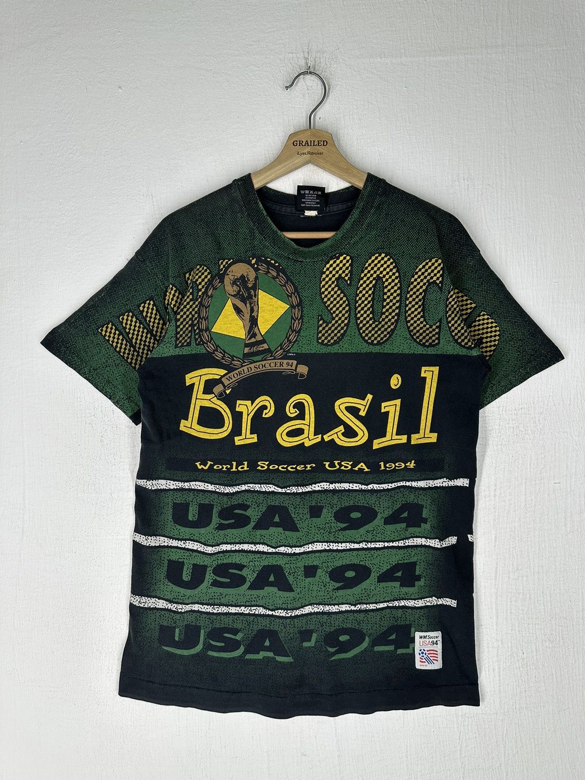 Vintage Vtg 1994 FIFA World Cup Football Brasil Allover Print Shirt Size US M / EU 48-50 / 2 - 8 Thumbnail