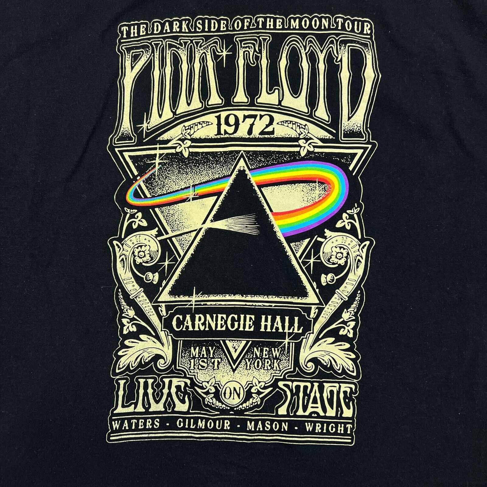 Band Tees × Pink Floyd × Vintage Pink Floyd T Shirt Mens XL Black Carnegie Hall Rock Band Tee Size US XL / EU 56 / 4 - 2 Thumbnail