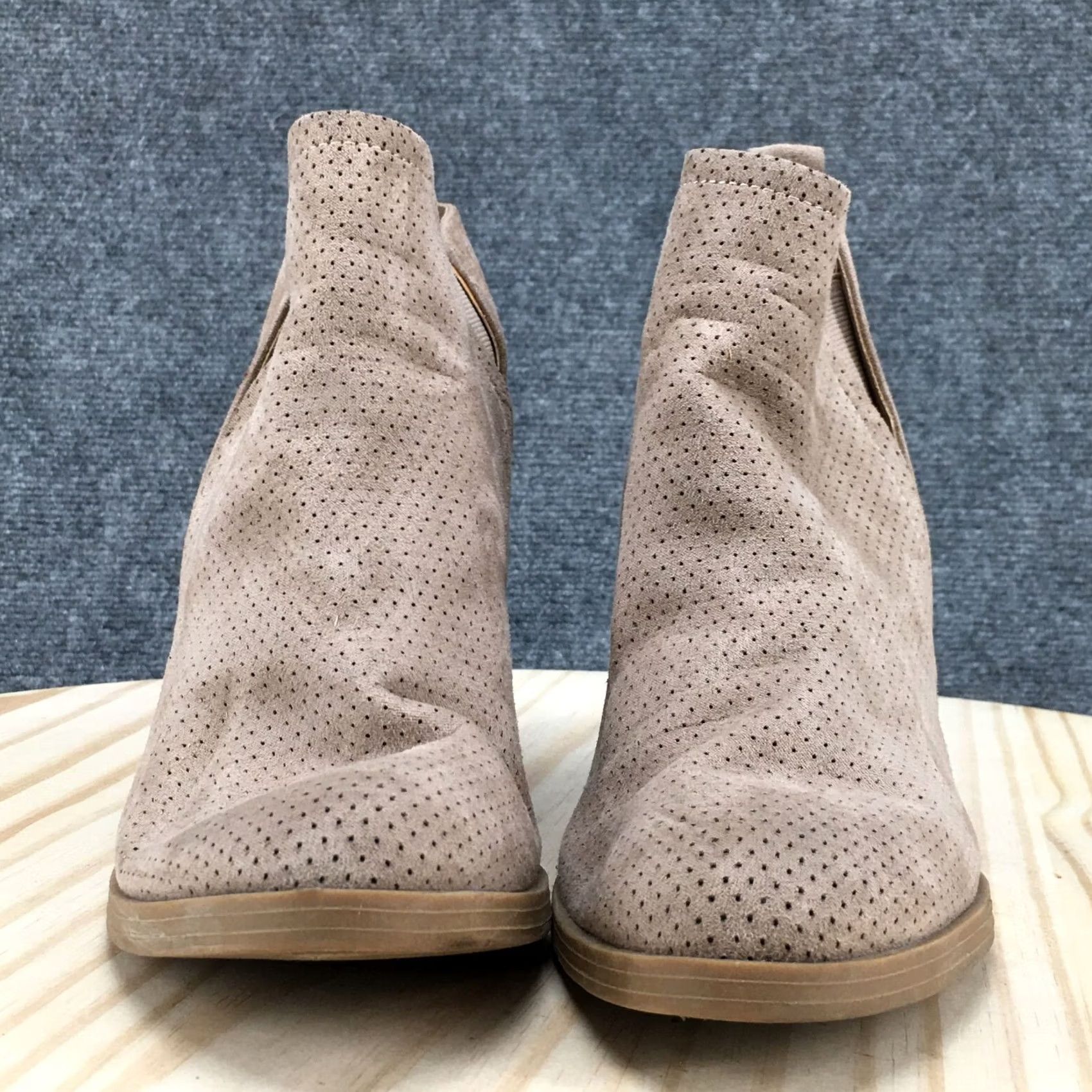 Vintage Universal Thread Avalyn Bootie Womens 7.5 Brown Slip On Perforated Ankle Bootie Brown Boots Womens 7.5 Casual Fall Spring Winter Block Heel Size US 8 / IT 38 - 7 Thumbnail