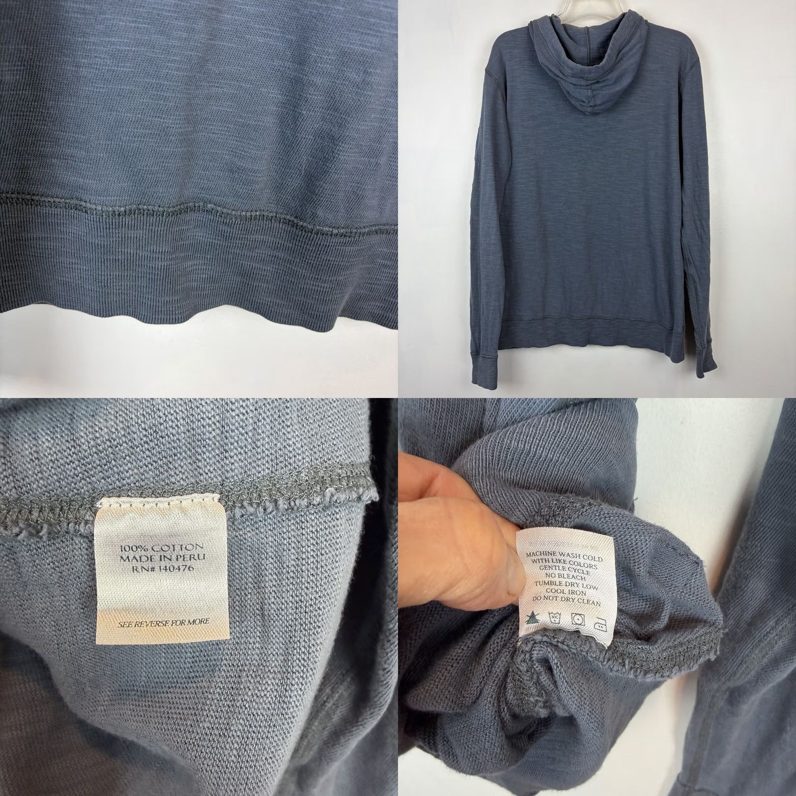 Faherty Faherty Hoodie Mens M Blue Solid Logo Hooded Cotton Knit Size US M / EU 48-50 / 2 - 8 Thumbnail