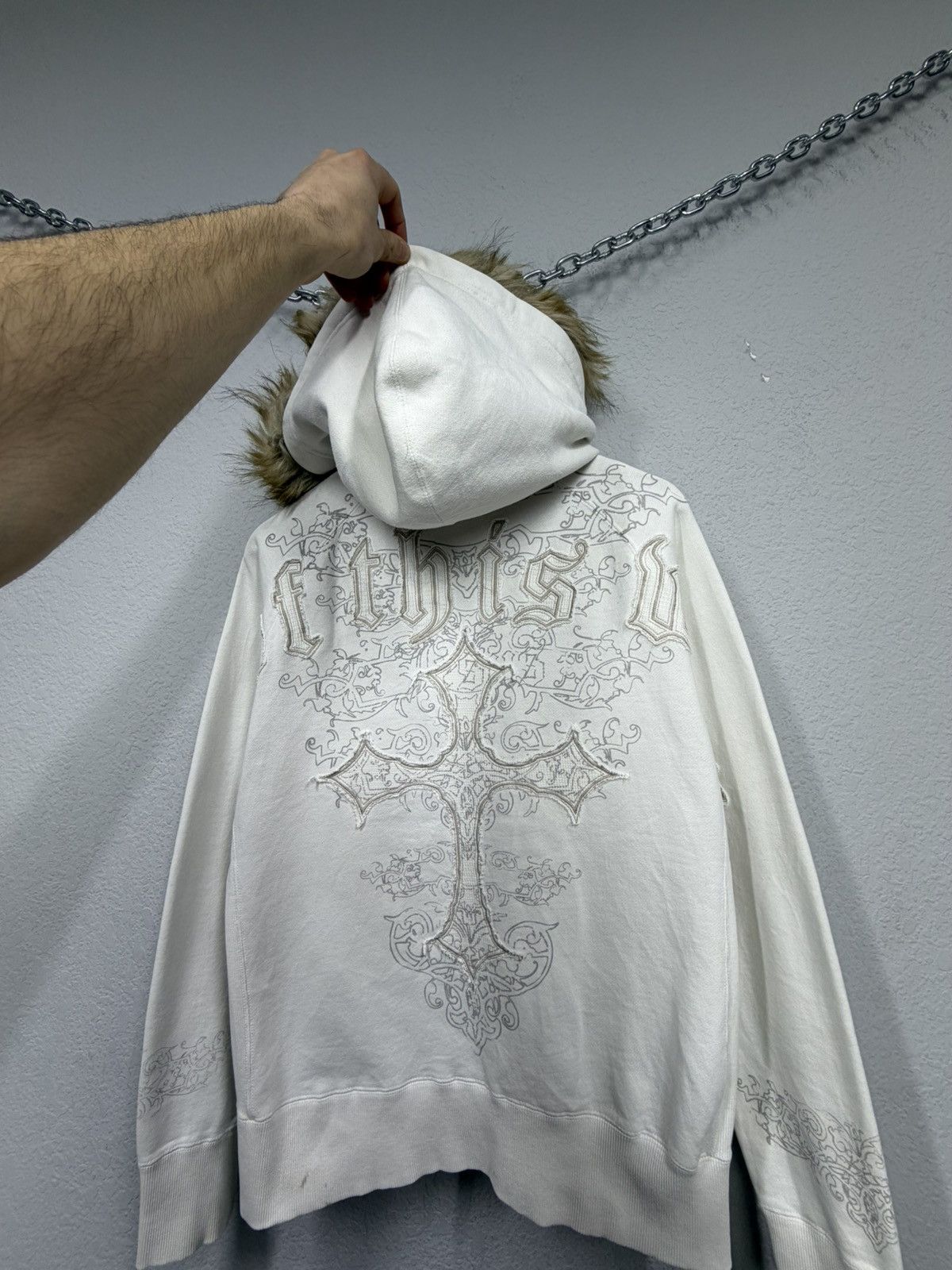 Le Grande Bleu (L.G.B.) Vintage Chrome Hearts Vibe Zip Hoodie Fur Hood Y2K Japanese Size US M / EU 48-50 / 2 - 21 Thumbnail