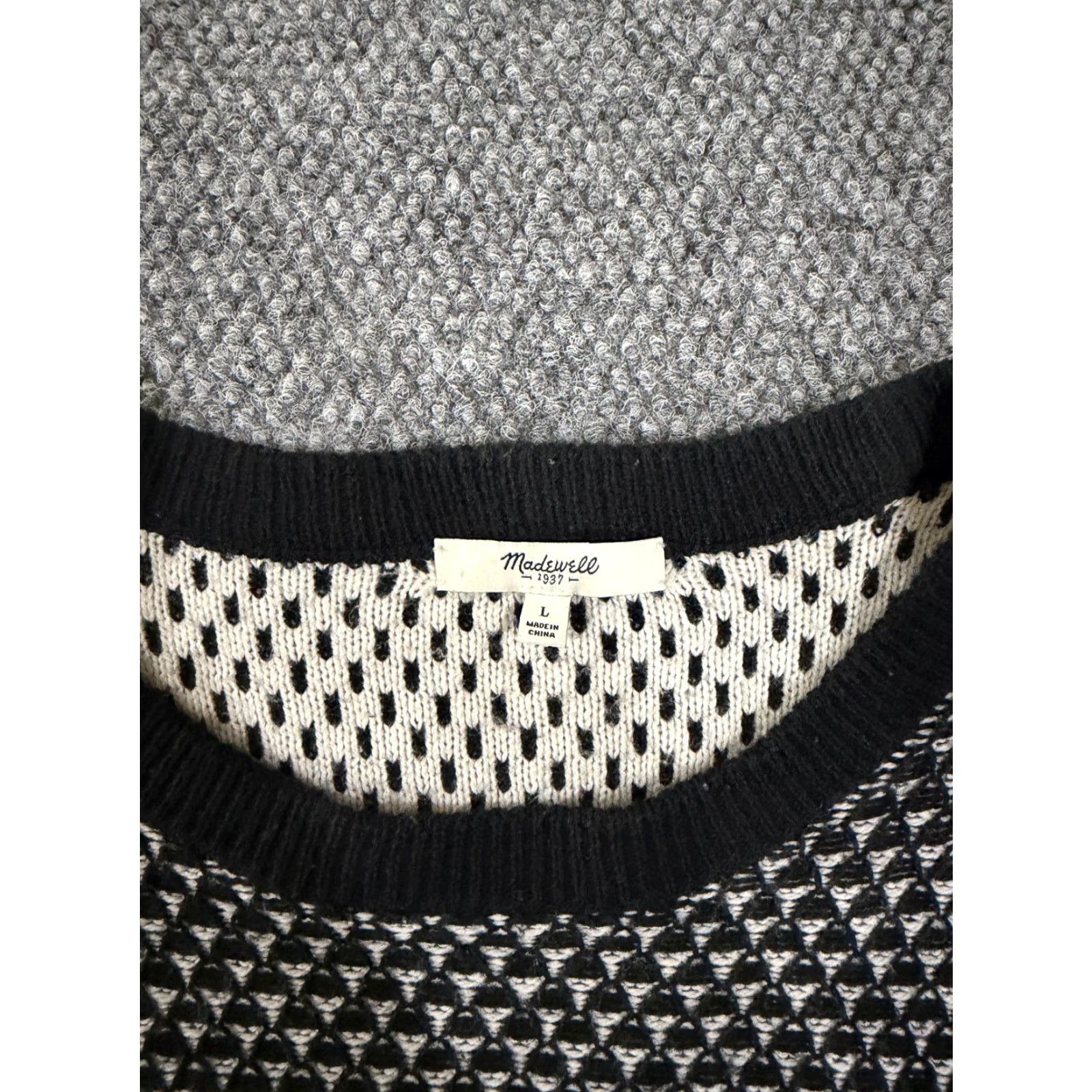 Madewell Madewell Knit Sweater Womens Large Black White Patterned Long Sleeve Casual Size L / US 10 / IT 46 - 3 Thumbnail