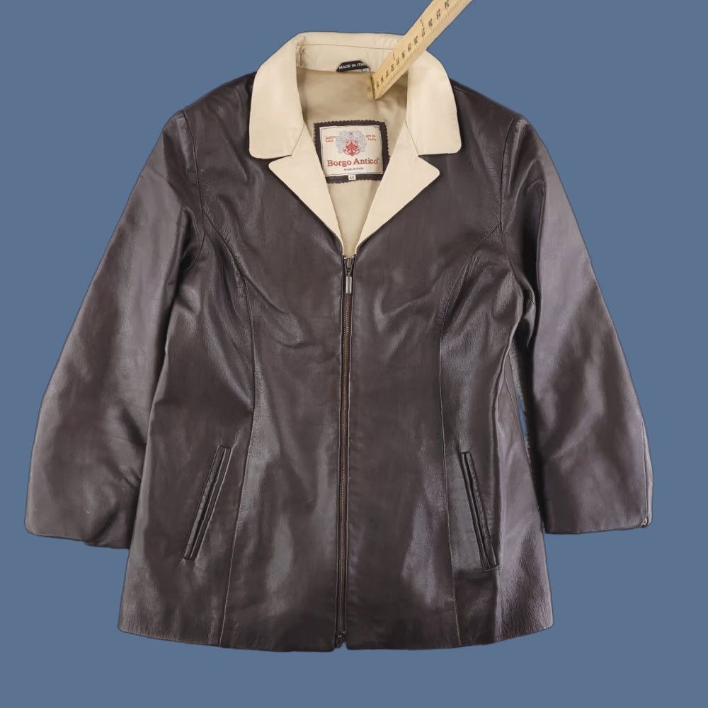 Vintage VINTAGE Borgo Antico Jacket Womens Large Brown Leather EU 46 Made in Italy Zip Retro Size L / US 10 / IT 46 - 1 Thumbnail