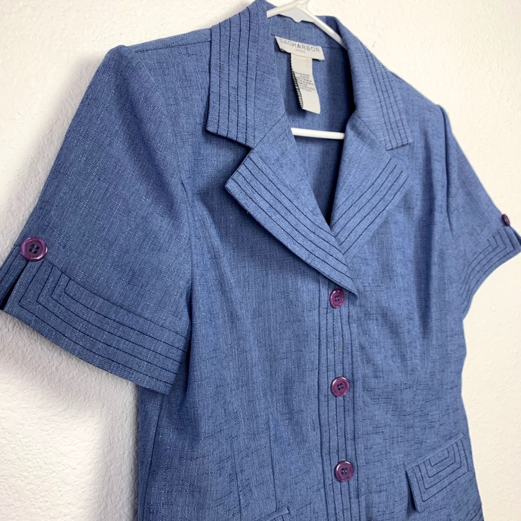 Vintage VINTAGE Sag Harbor Blue Short Sleeve Blazer Pants Suit Womens 8 Size 30" / US 8 / IT 44 - 6 Thumbnail