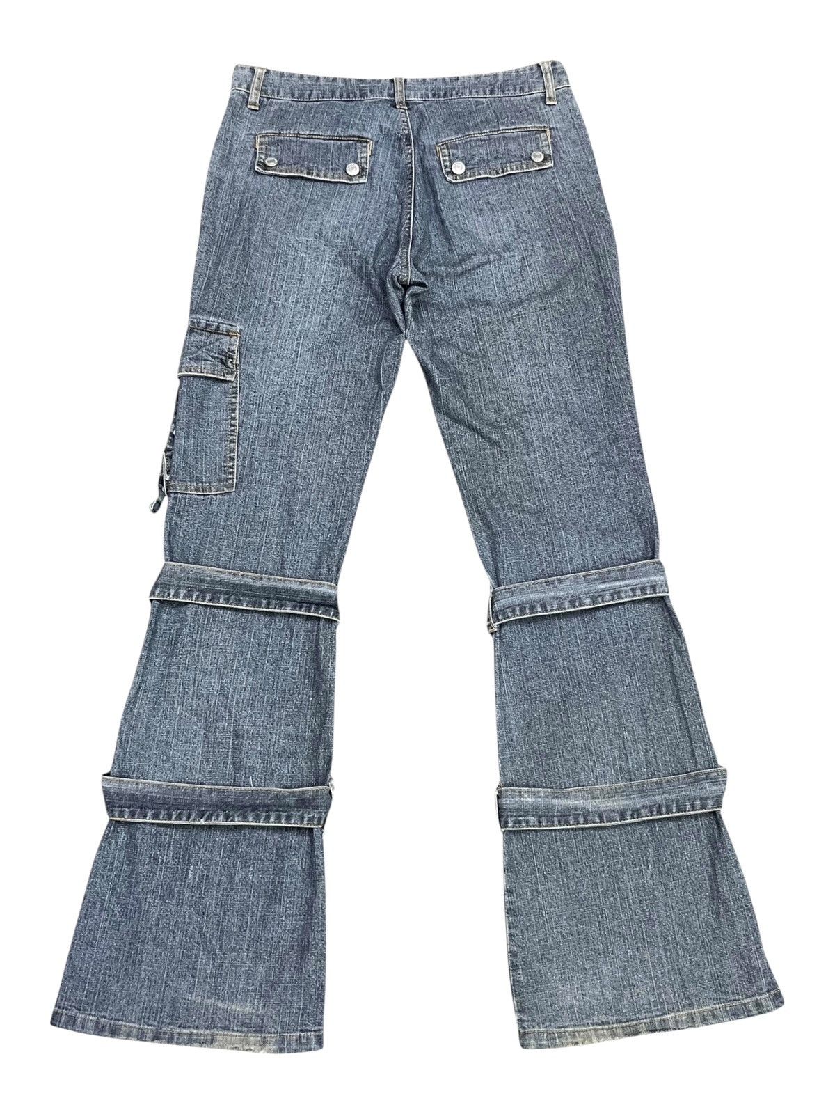 Fragment Design Vintage PLAYCHESS Japan Grunge Cross Bondage Flare Denim Size 29" - 3 Thumbnail