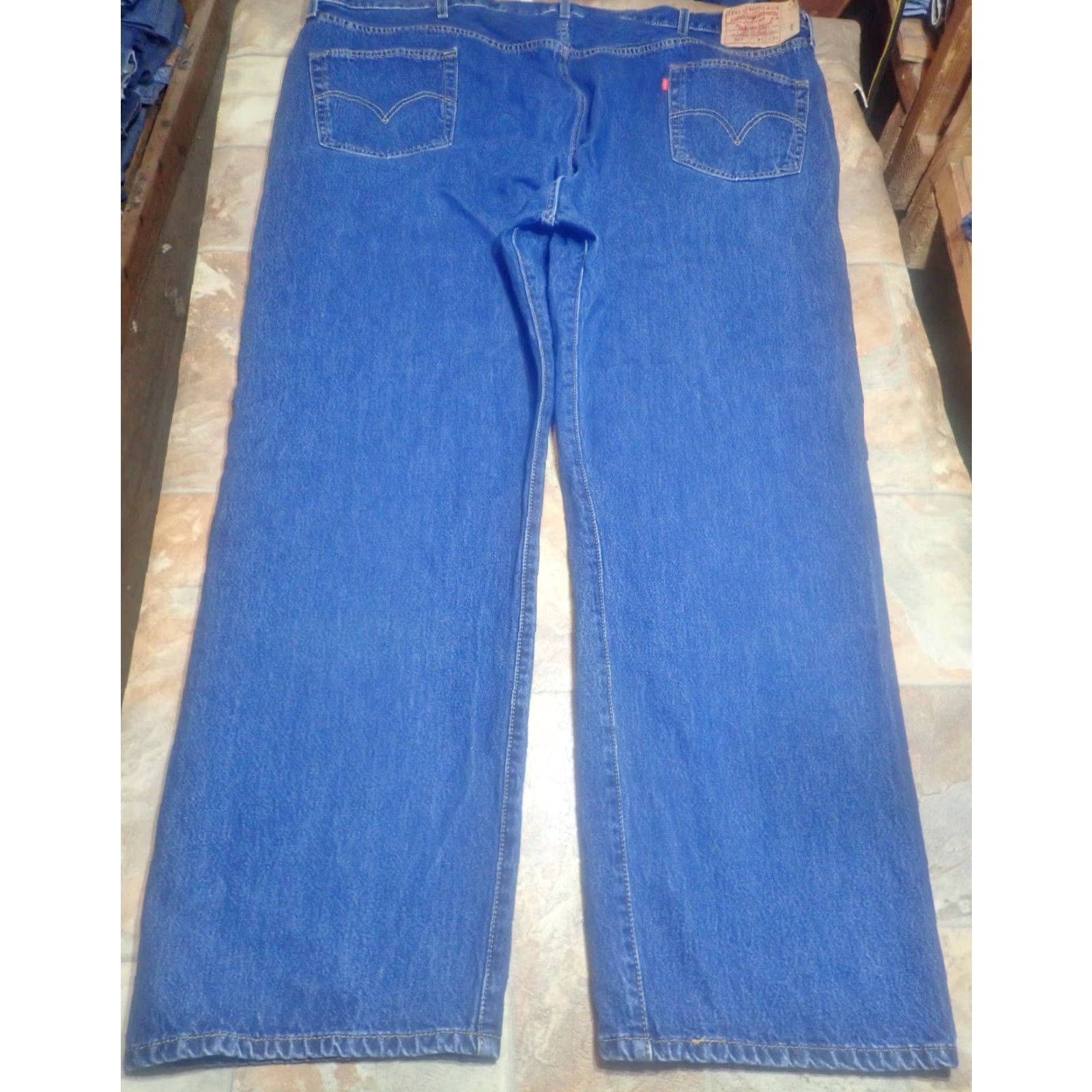 Levi's Levi's 501 Original Fit Jeans Big & Tall Adult Size 52x32 Regular High Rise Dark Blue Cotton Denim Men's Size US 36 / EU 52 - 3 Thumbnail