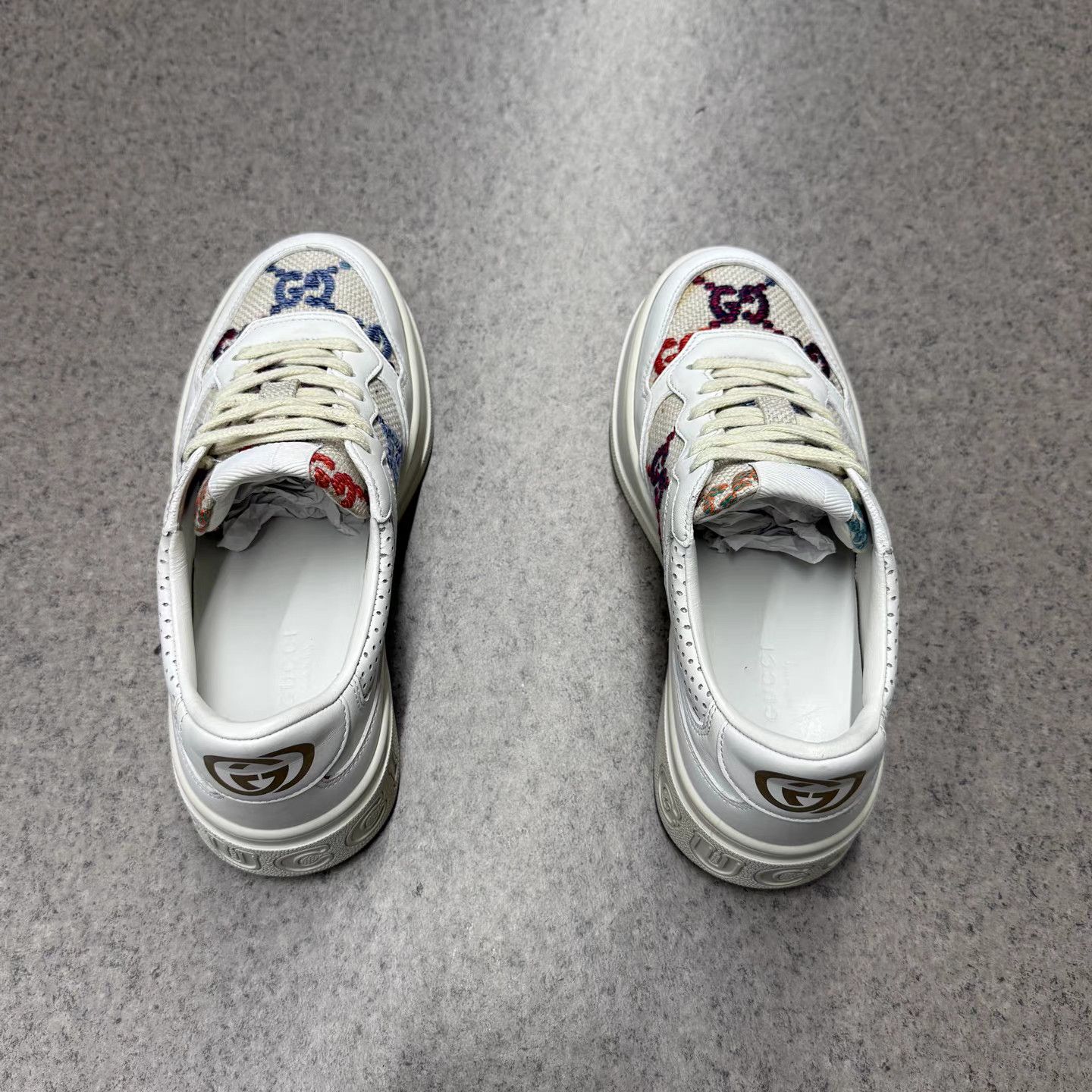 Gucci Gucci GG Multicolor White Embroidered Platform Sneakers K15 Size US 7.5 / IT 37.5 - 8 Thumbnail