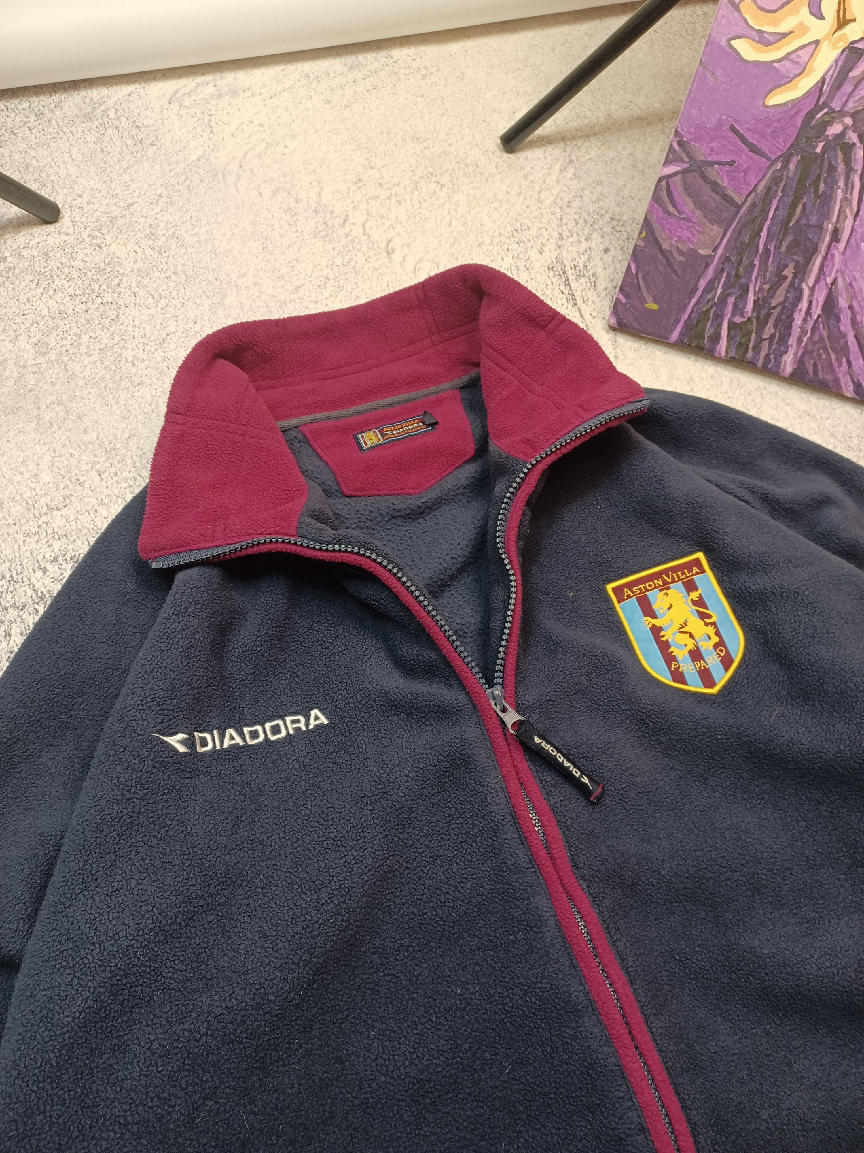 Diadora 90s Vintage Aston Villa Jersey Diadora Fleece Jacket Sherpa Size US XXL / EU 58 / 5 - 3 Thumbnail