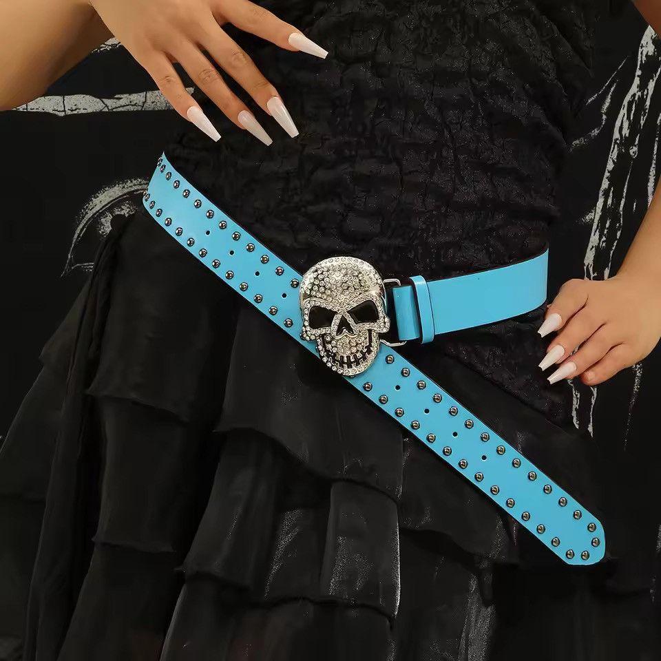 Japanese Brand Skull Rivet PU Leather Belt Size ONE SIZE - 1 Thumbnail