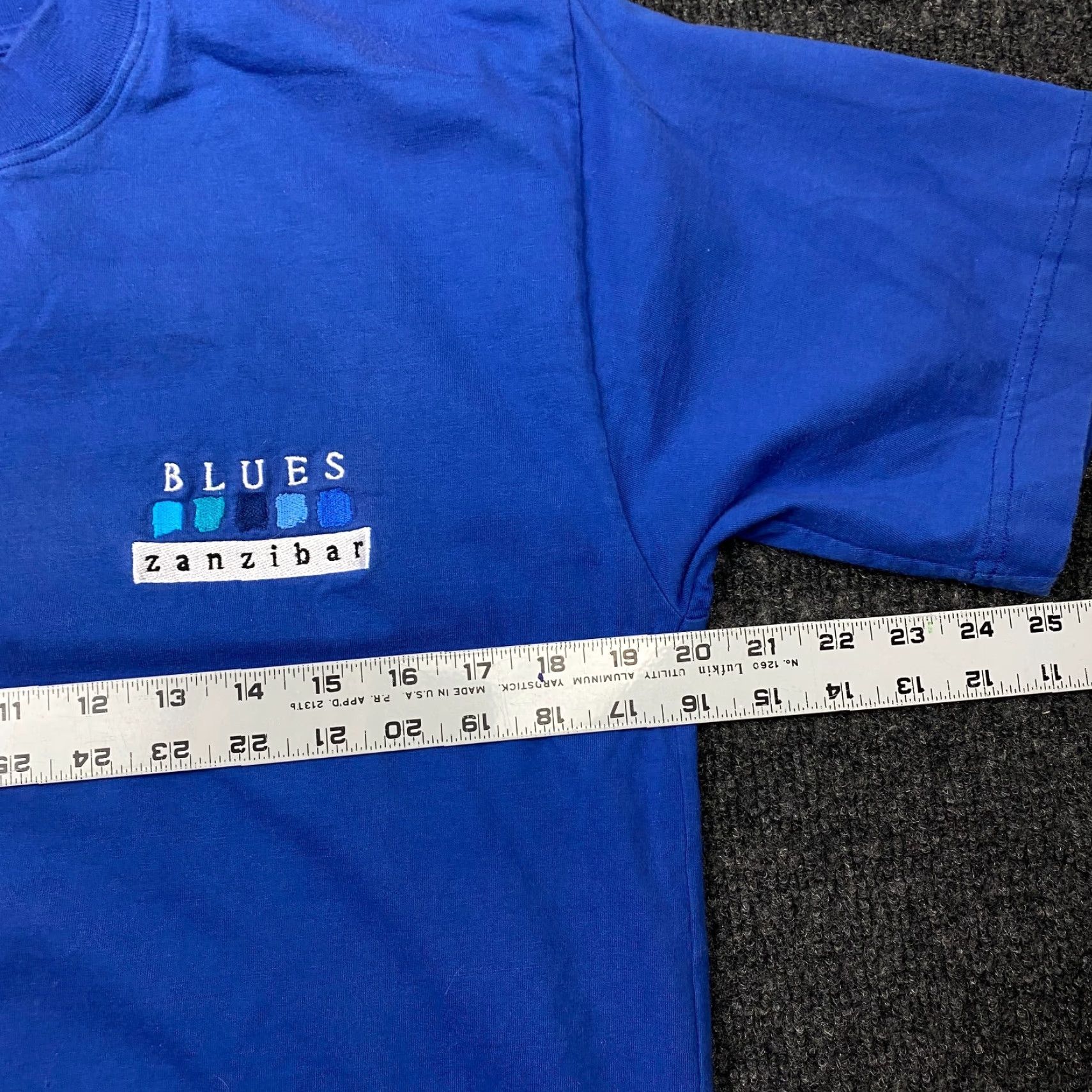 Vintage VINTAGE One Way Blues T Shirt Unisex Adults Heavyweight Short Sleeve Crew Neck Embroidered Blue Large N/A Size US L / EU 52-54 / 3 - 5 Thumbnail