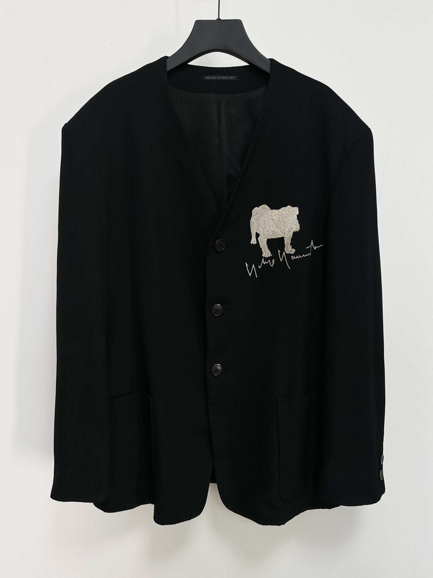 yohji yamamoto embroidered black jacket
