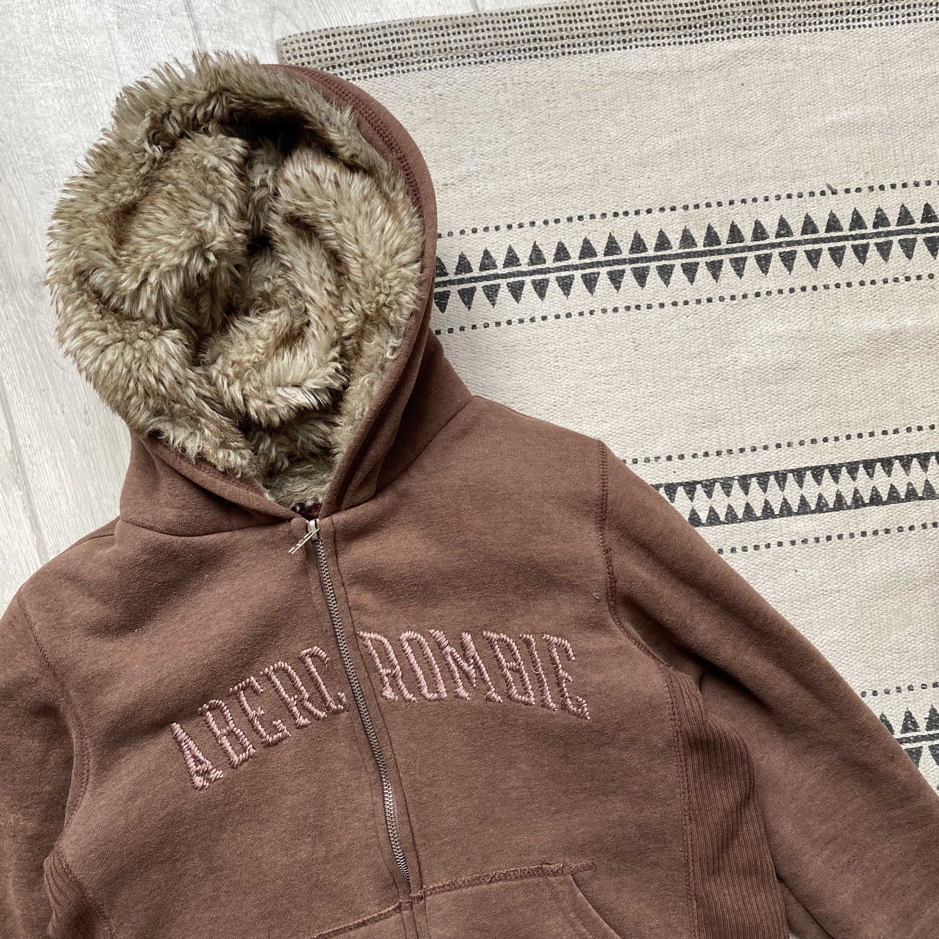 Abercrombie & Fitch Vintage 90s Abercrombie Fitch faux fur hoodie Brown Y2K Size M / US 6-8 / IT 42-44 - 6 Thumbnail