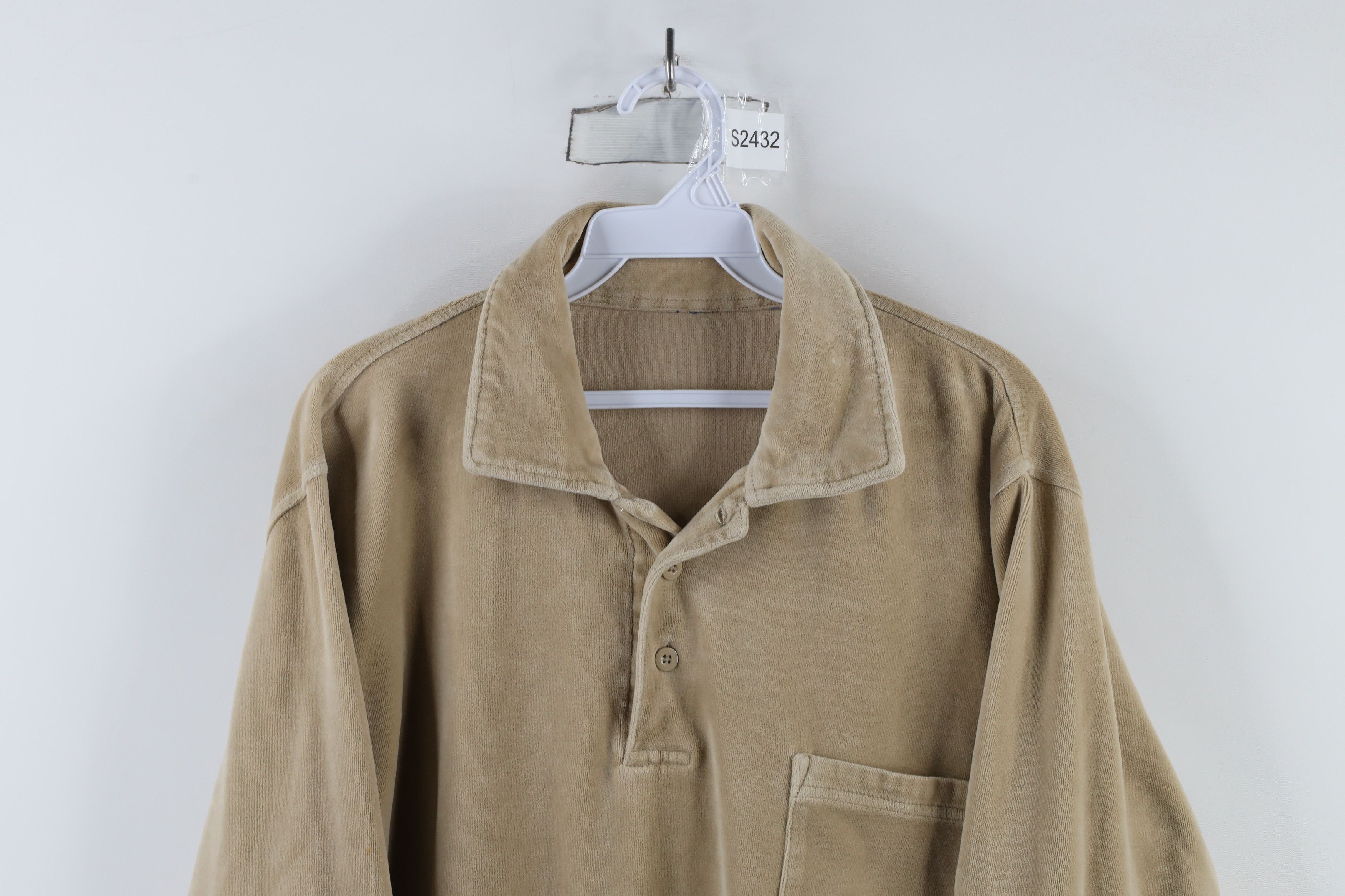 Vintage Vintage 90s Streetwear Velour Collared Pullover Sweater Size US L / EU 52-54 / 3 - 2 Thumbnail