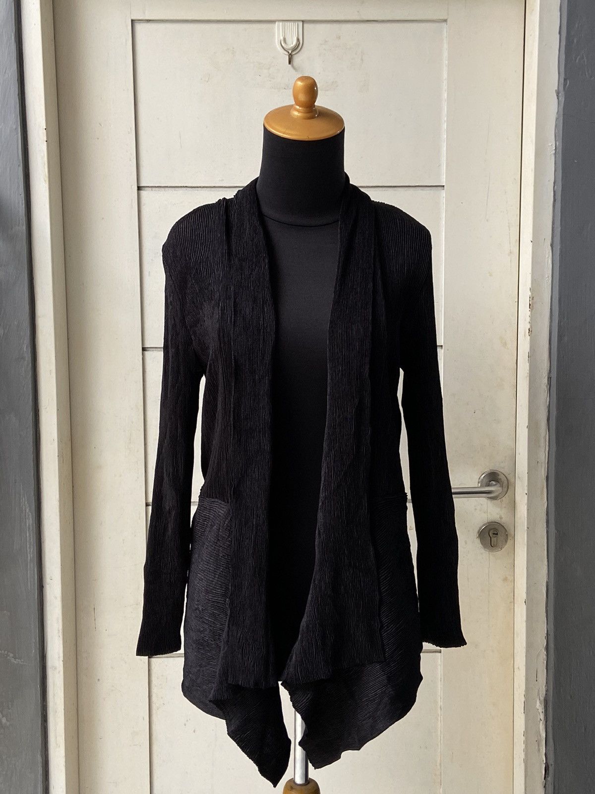 image of Designer Bepreclous Black Pleats Cardigan, Women's (Size XS)