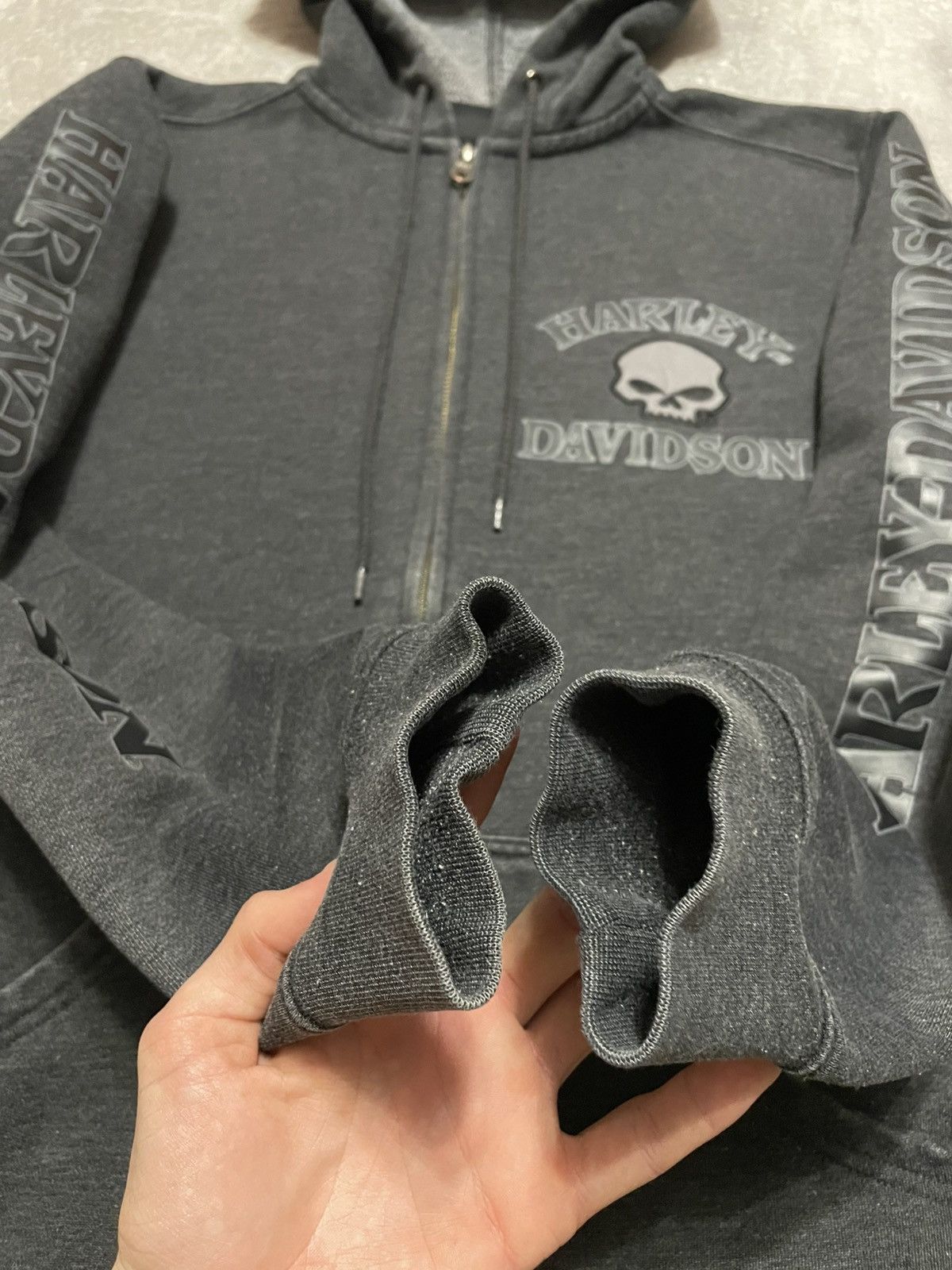 Harley Davidson × Vintage Vintage Harley Davidson Distressed Skull Zip-Up Hoodie Size US S / EU 44-46 / 1 - 10 Thumbnail
