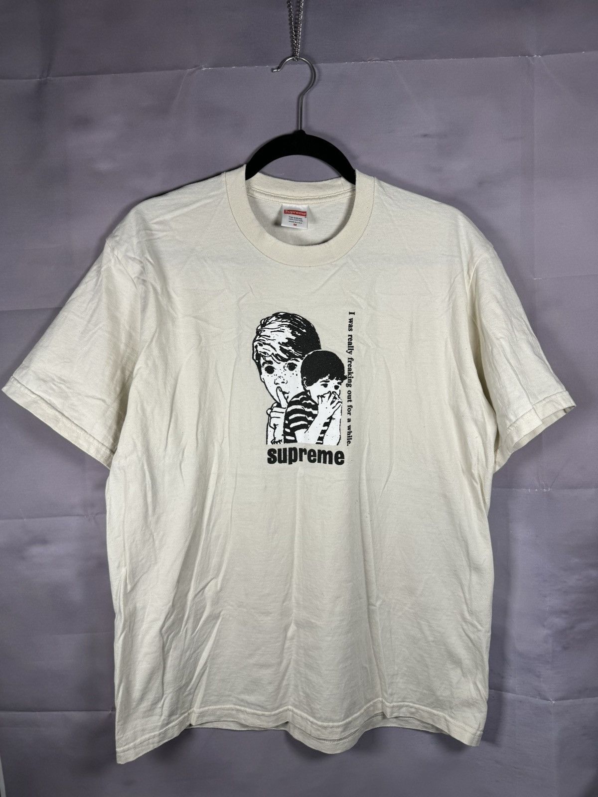 Supreme × Vintage Supreme Freaking Out Tee Beige Medium Authentic Streetwear Size US M / EU 48-50 / 2 - 1 Thumbnail