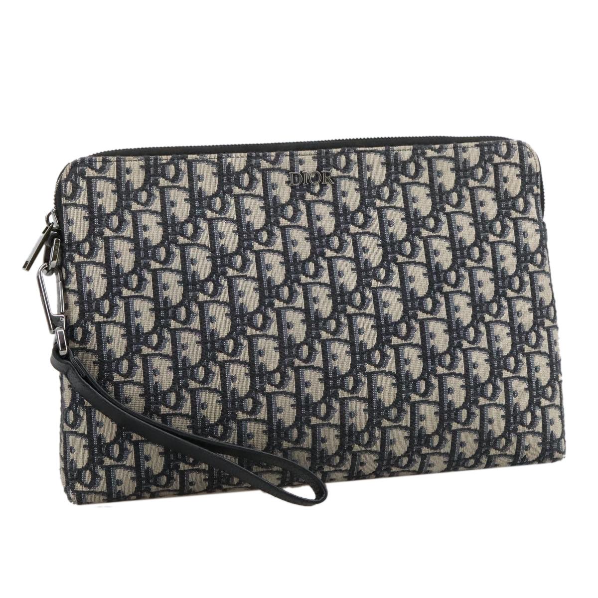 Dior Trotter Navy Canvas Clutch Bag (Pre-Owned) Size ONE SIZE - 1 Thumbnail