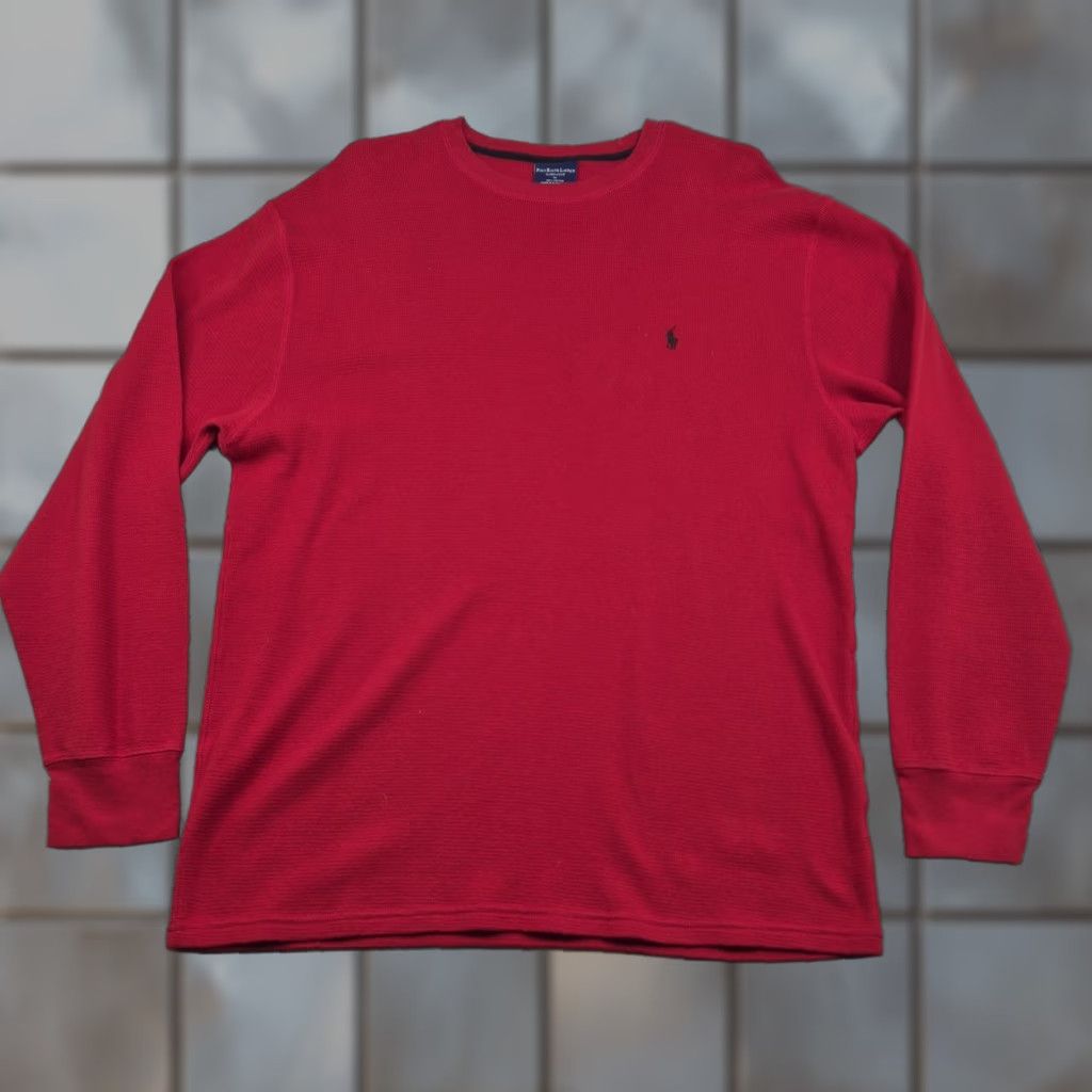 Polo Ralph Lauren Polo Ralph Lauren Pajama Top Mens XL Red Waffle Knit Long Sleeve Pajama Top Size US XL / EU 56 / 4 - 1 Thumbnail