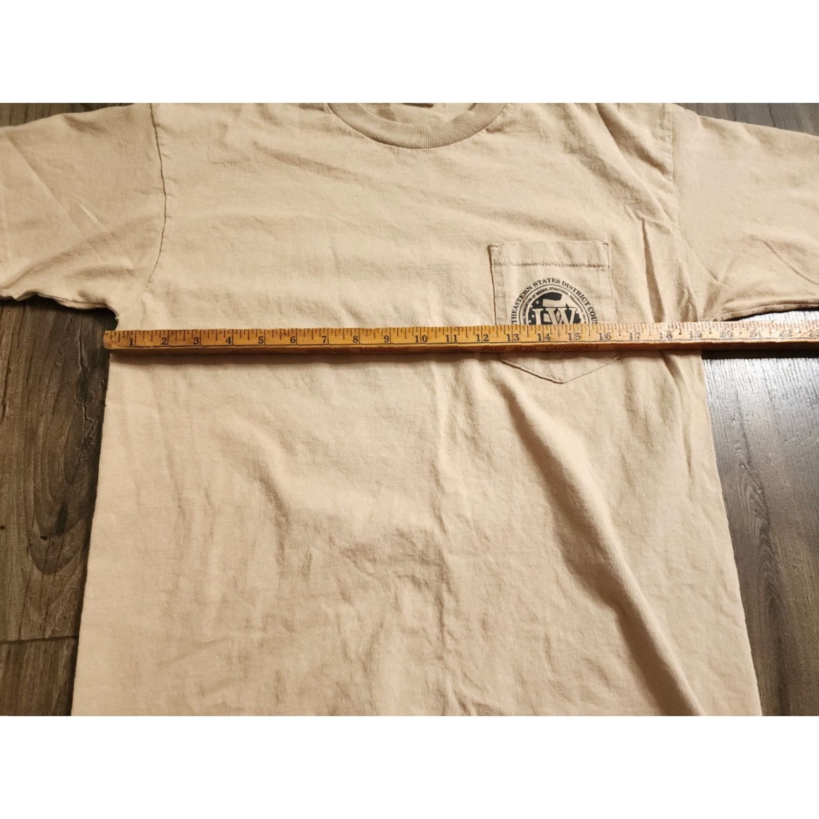 Doublet Bayside Mens L T Shirt Union Graphic Print Double-Sided Local 447 Iron Workers Beige Cotton Crew Neck Short Sleeve Regular Mens Size US L / EU 52-54 / 3 - 4 Thumbnail