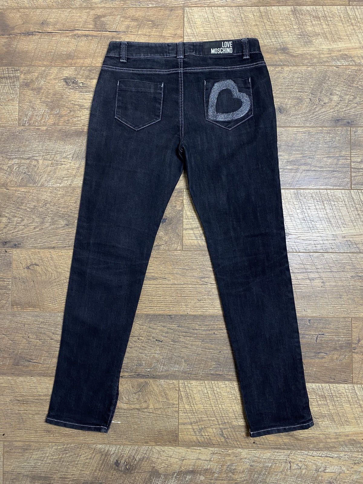 Moschino Love Moschino Futuristic Glitter Heart Zip Denim Rare Size 30" / US 8 / IT 44 - 1 Thumbnail