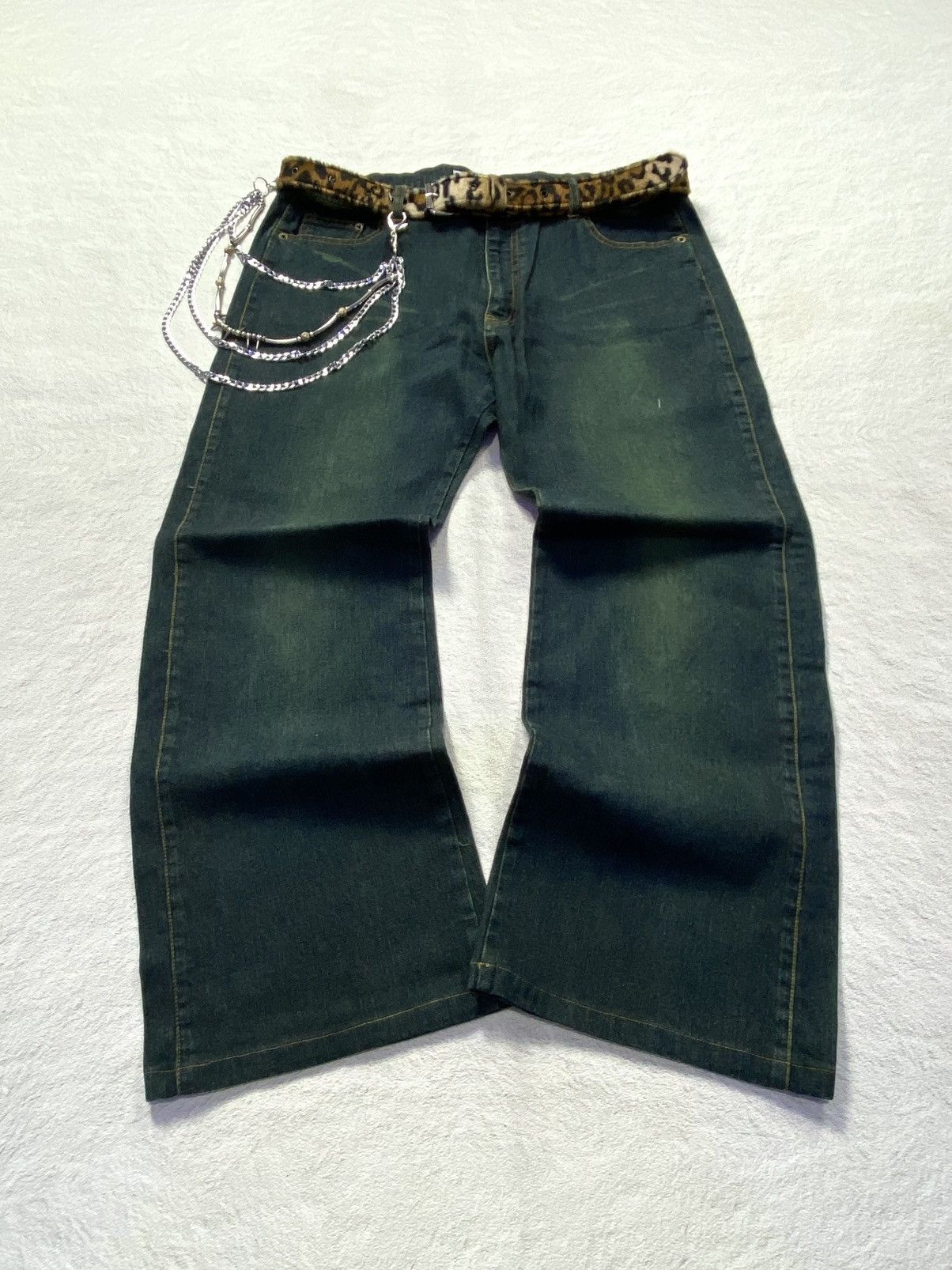 If Six Was Nine × Japanese Brand × Le Grande Bleu (L.G.B.) Aqua jeans tatto mud washed flare pant Size US 36 / EU 52 - 2 Thumbnail