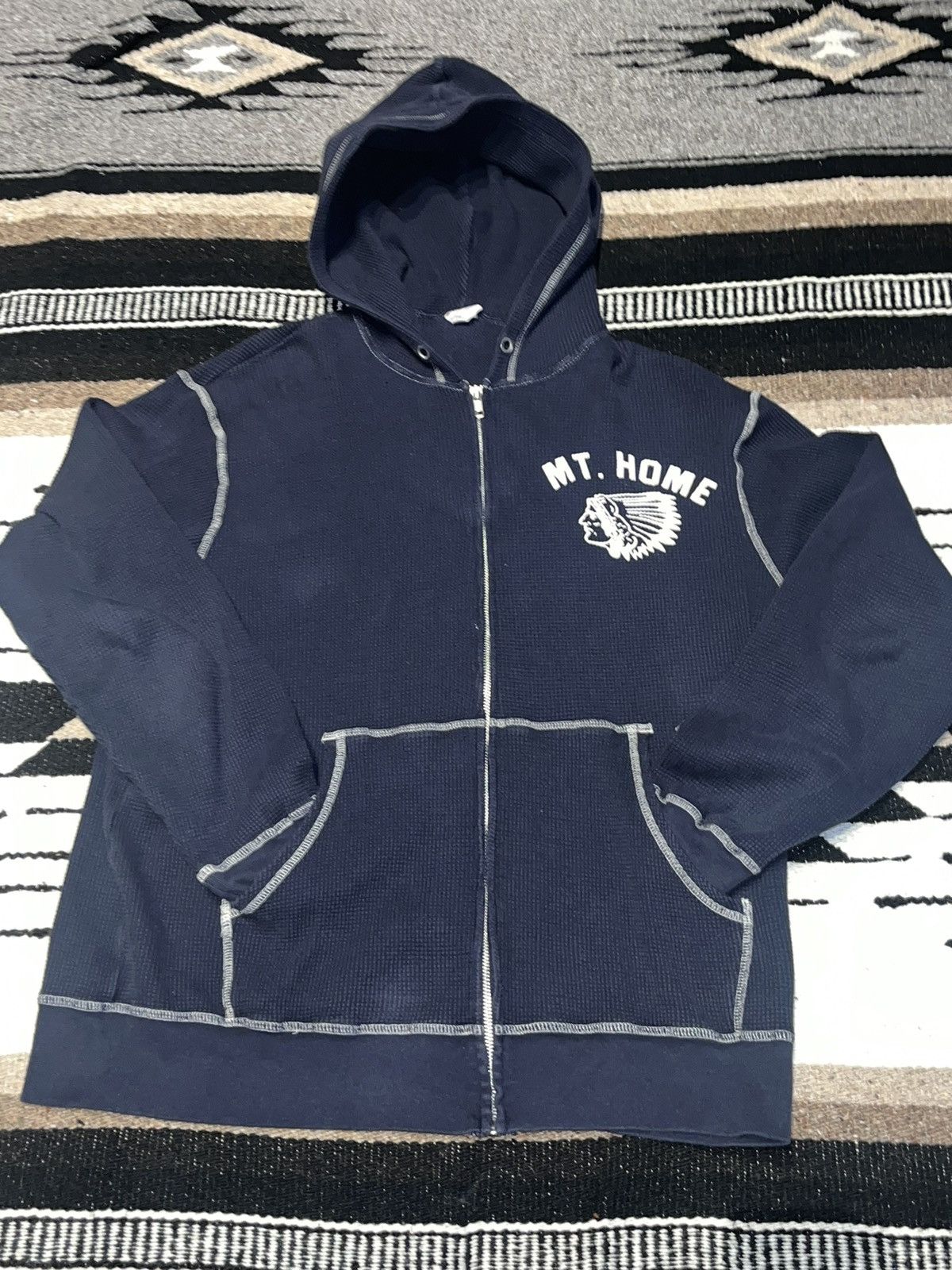 image of Champion Mt.home Thermal Zip Hoodie in Navy, Men's (Size XL)