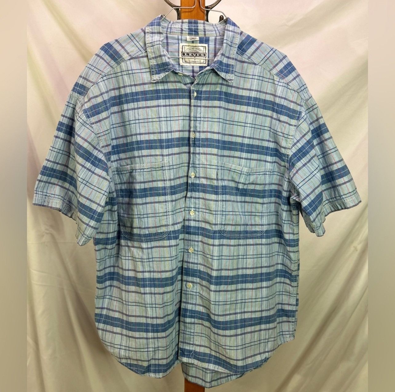 Levi's × Vintage Vintage 90s Levi’s Blue Plaid Button Down Shirt Size XL Size US XL / EU 56 / 4 - 1 Thumbnail
