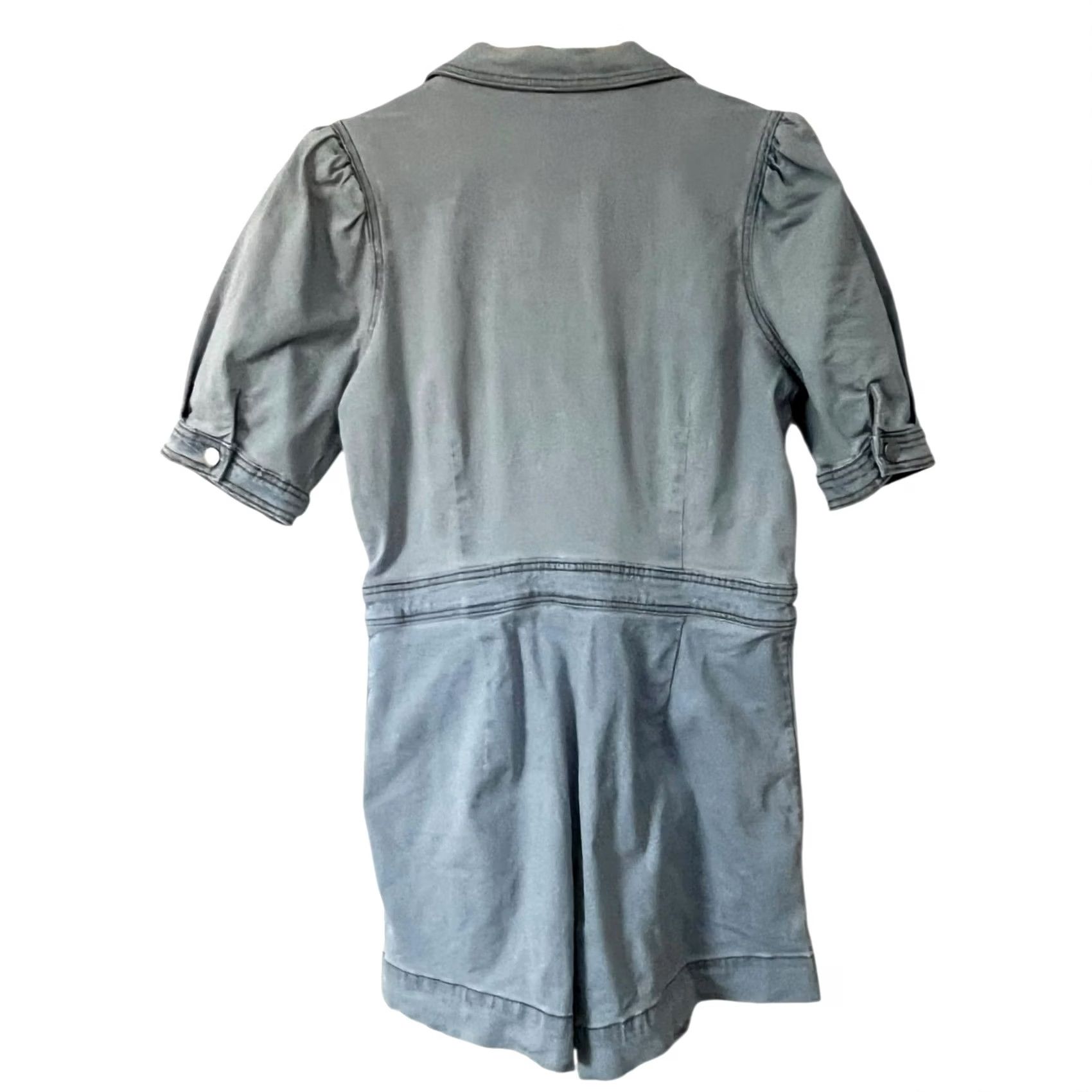 Vintage Day + Moon Denim Romper Women’s M Short Sleeve Button Up Jumpsuit Blue Size 32" / US 10 / IT 46 - 4 Thumbnail