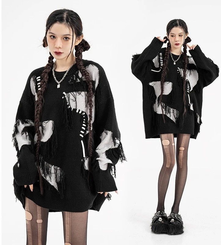 Vintage Knitted Sweater American Loose Pullover Harajuku Style Size US L / EU 52-54 / 3 - 2 Thumbnail