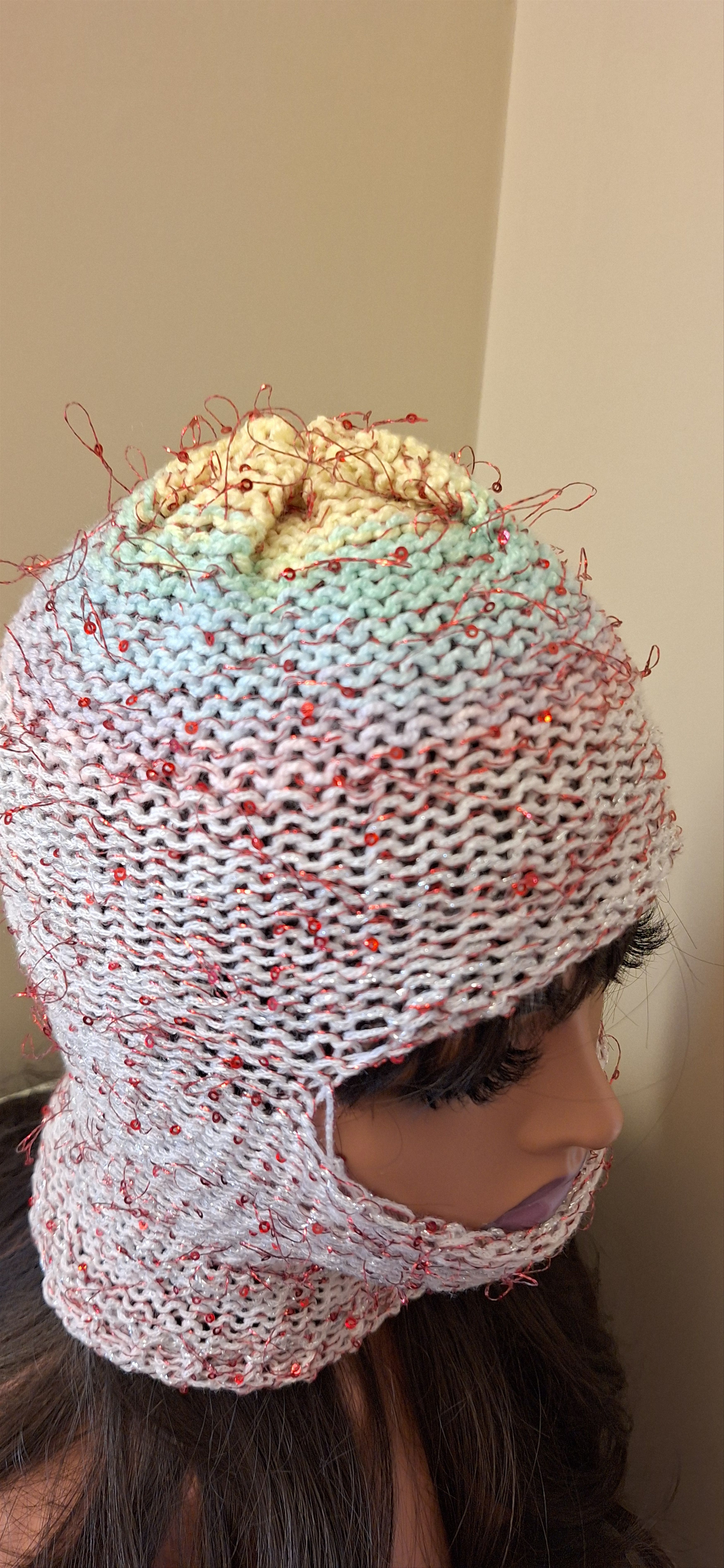 Other Pink Knit Hood w/ Sequins, Avantgarde Artwear , Tinsel Riot Size ONE SIZE - 3 Thumbnail