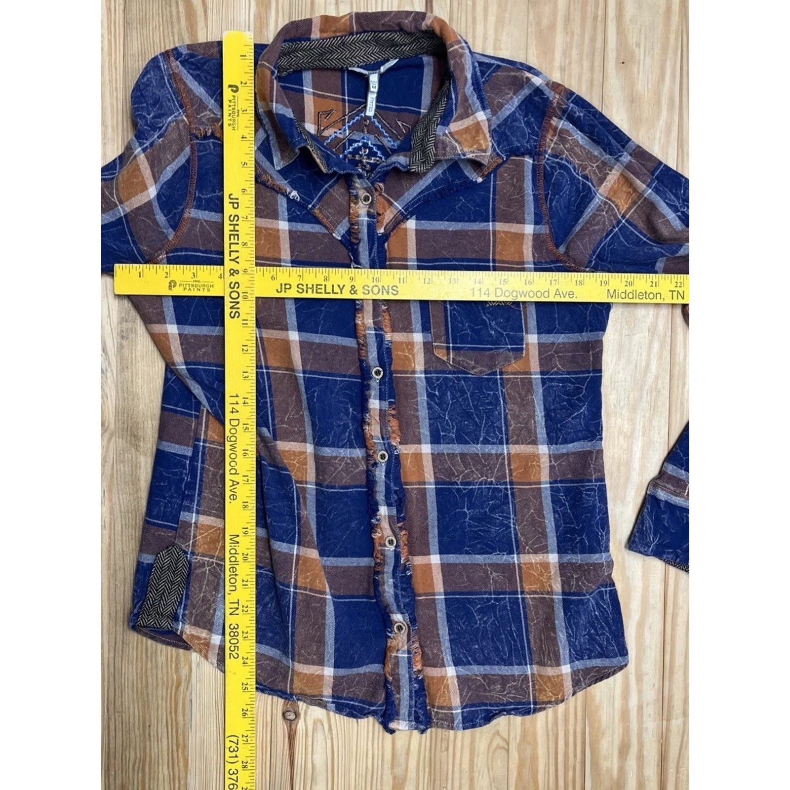 BKE BKE Flannel Southwest Design Womens M Blue Plaid Longsleeve Size M / US 6-8 / IT 42-44 - 6 Thumbnail