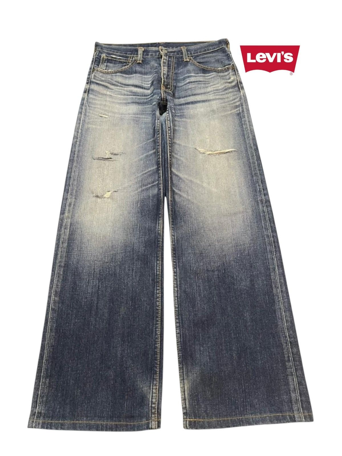 Levi's Vintage 90s Levis 703 Blue Faded Wash Distressed Baggy Jeans Size US 31 - 1 Thumbnail