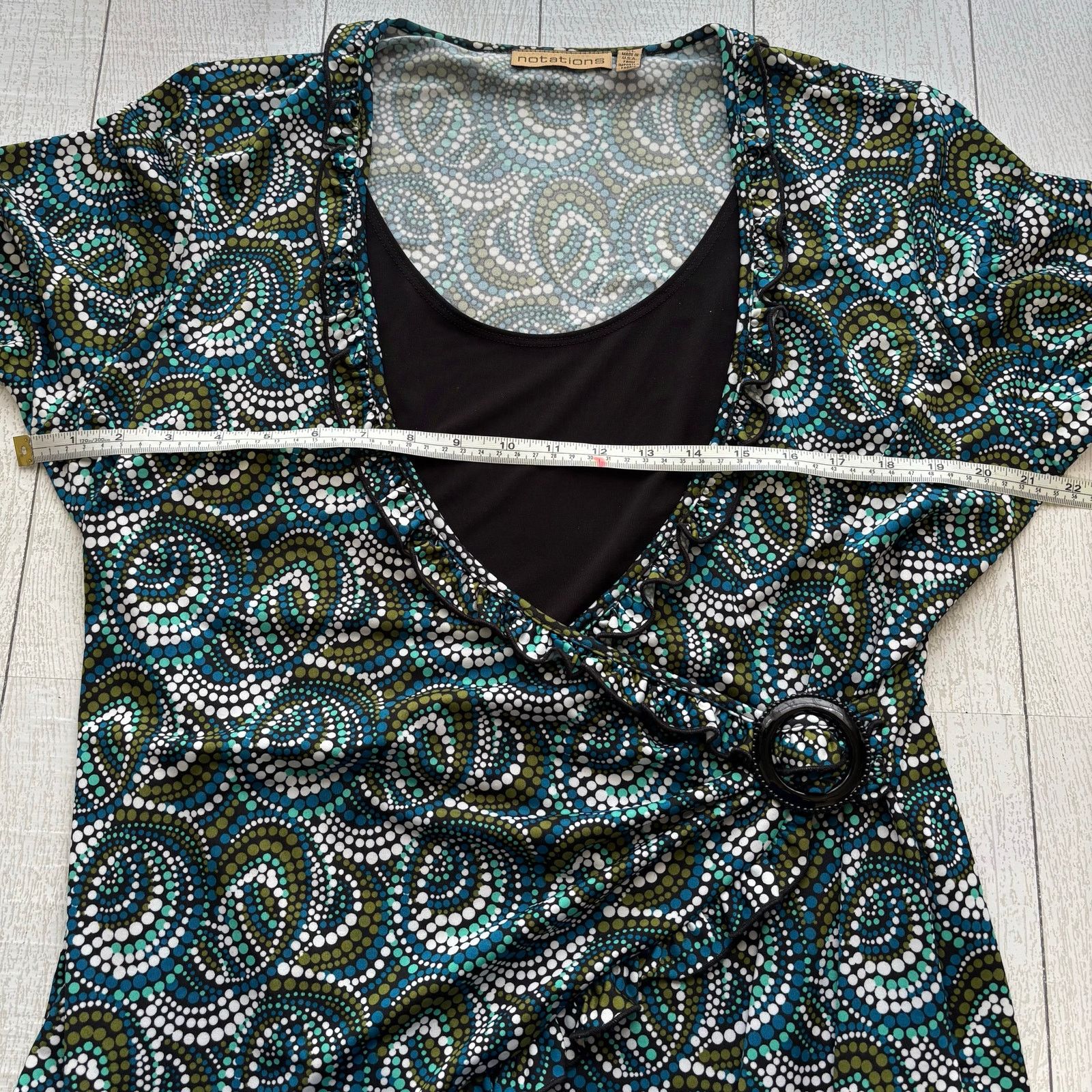 Other Notations XL Multicolor Boho Dot Swirl Faux Wrap Blouse Size XL / US 12-14 / IT 48-50 - 6 Thumbnail