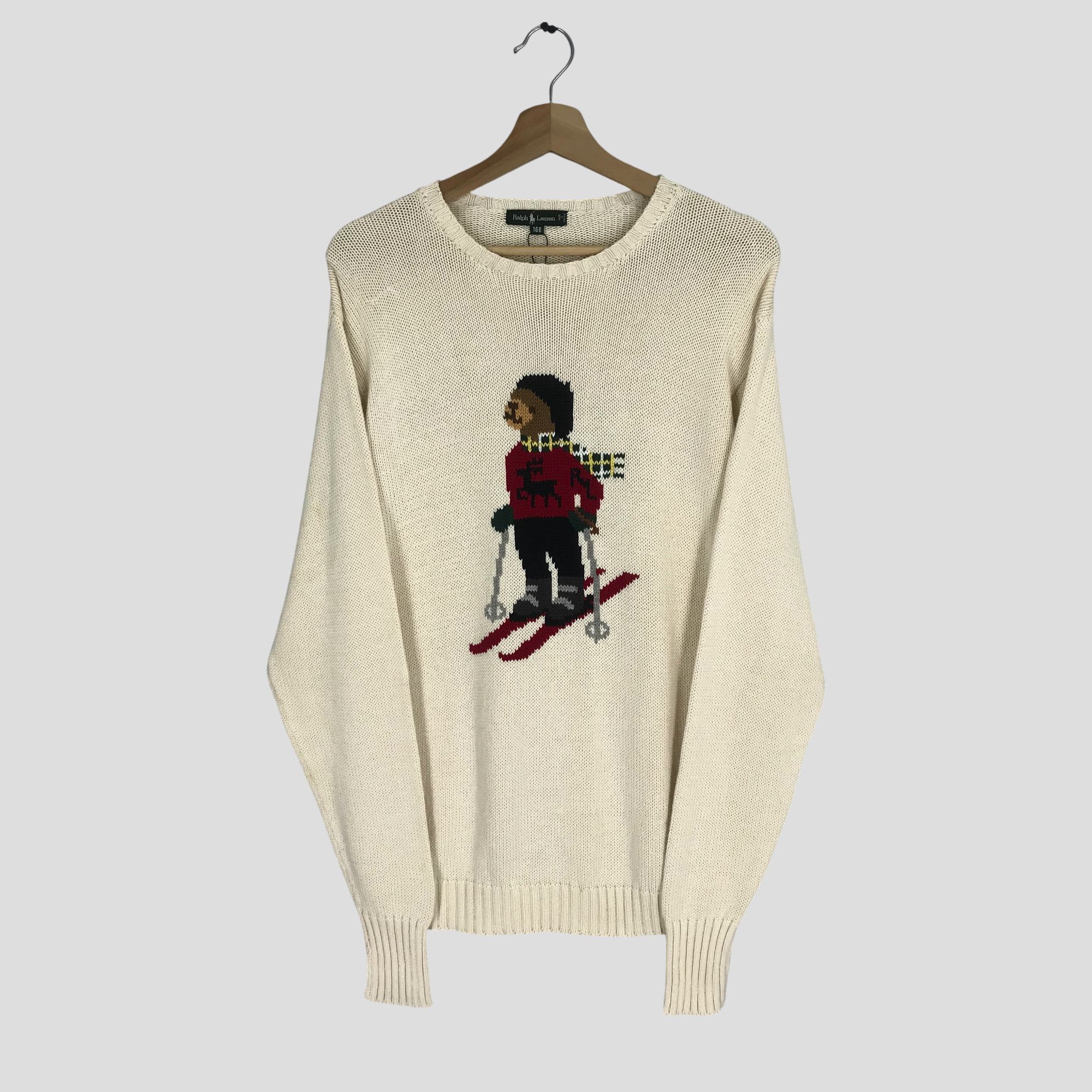 Polo Ralph Lauren Vintage Polo Ralph Lauren Cable Knit Polo Bear Ski RL Size US M / EU 48-50 / 2 - 1 Thumbnail