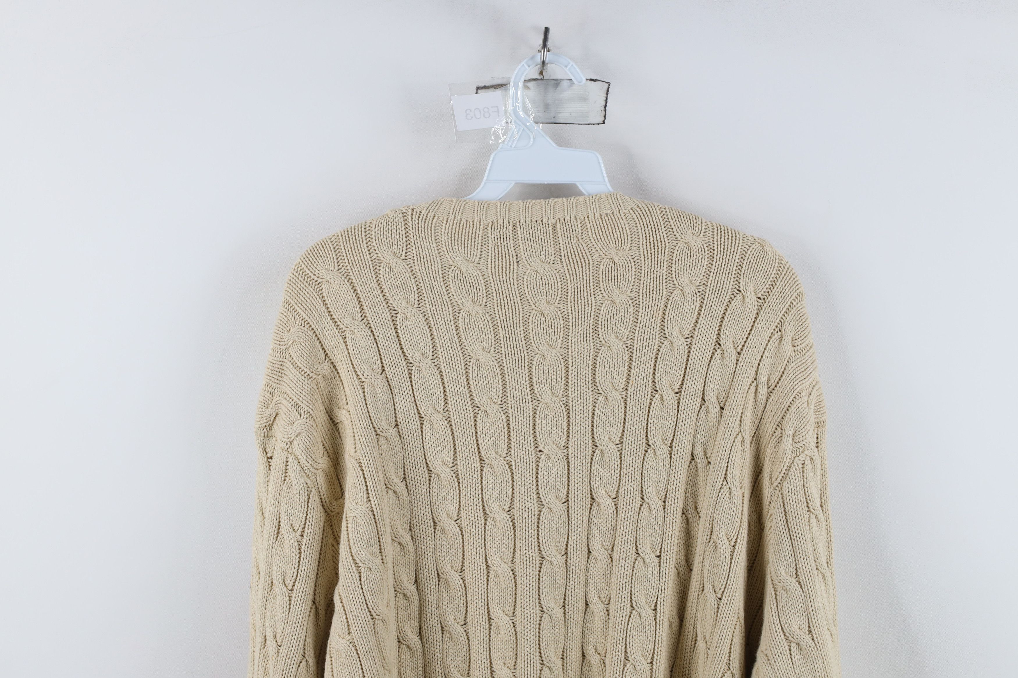 Ralph Lauren Vintage 90s Ralph Lauren Cotton Cable Knit Sweater Beige Size US XXL / EU 58 / 5 - 13 Thumbnail