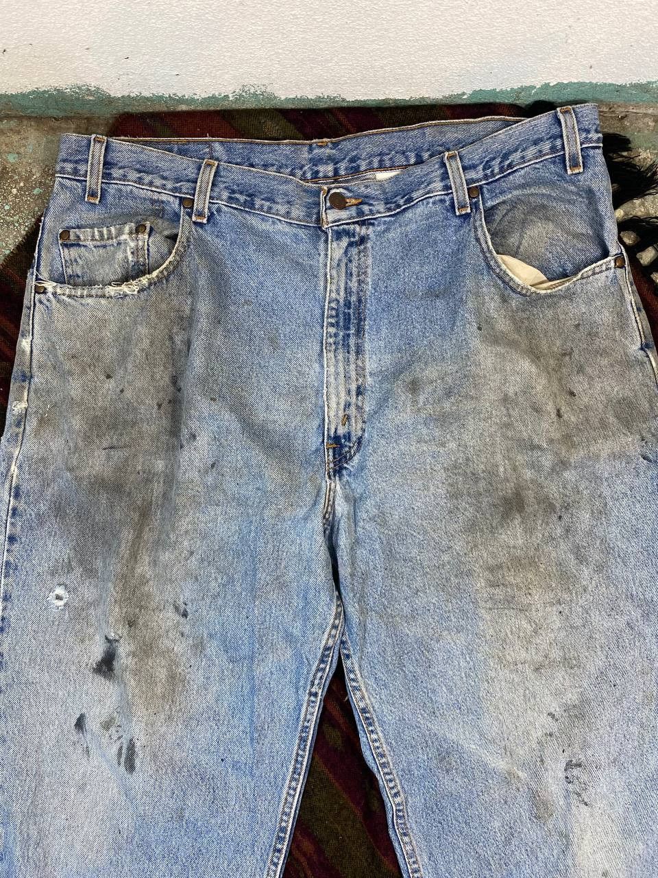 Levi's vintage levis 545 orange tab stained distressed denim Size US 41 - 8 Thumbnail