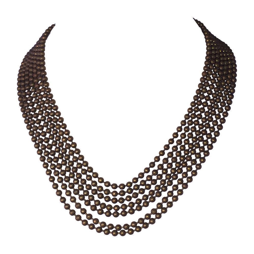 Designer Art Deco Coro Brass Bead Multi Strand Bib Necklace Size ONE SIZE - 1 Thumbnail